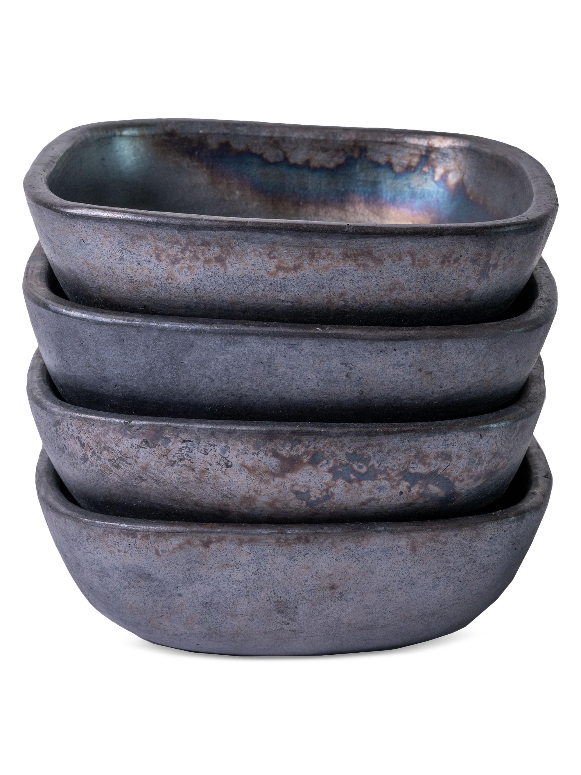 Verve Culture Longpi Pottery Square Bowl Large - Set of 2 - Black