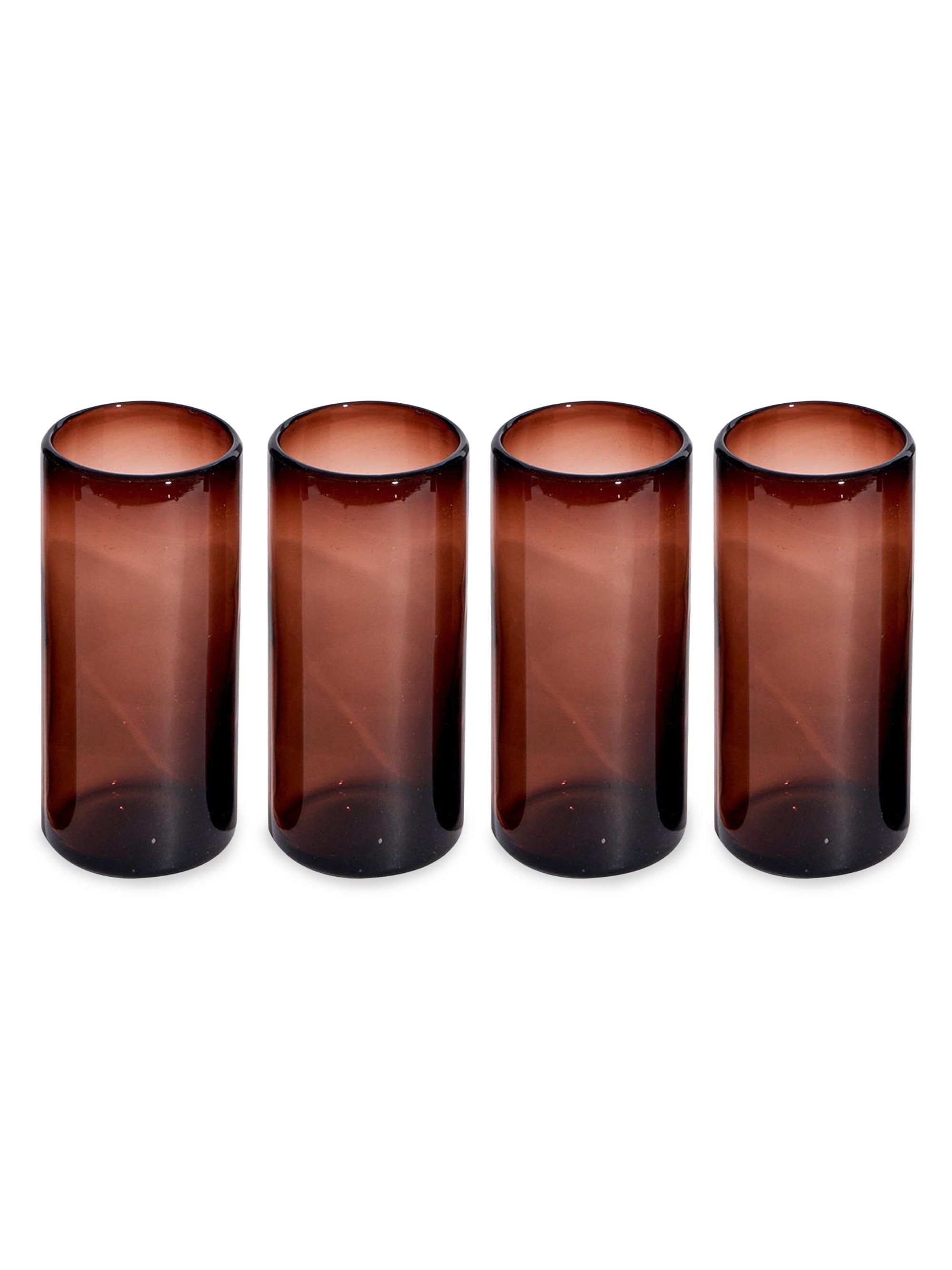 Verve Culture Set of 4 Highball Handblown Glasses - Brown