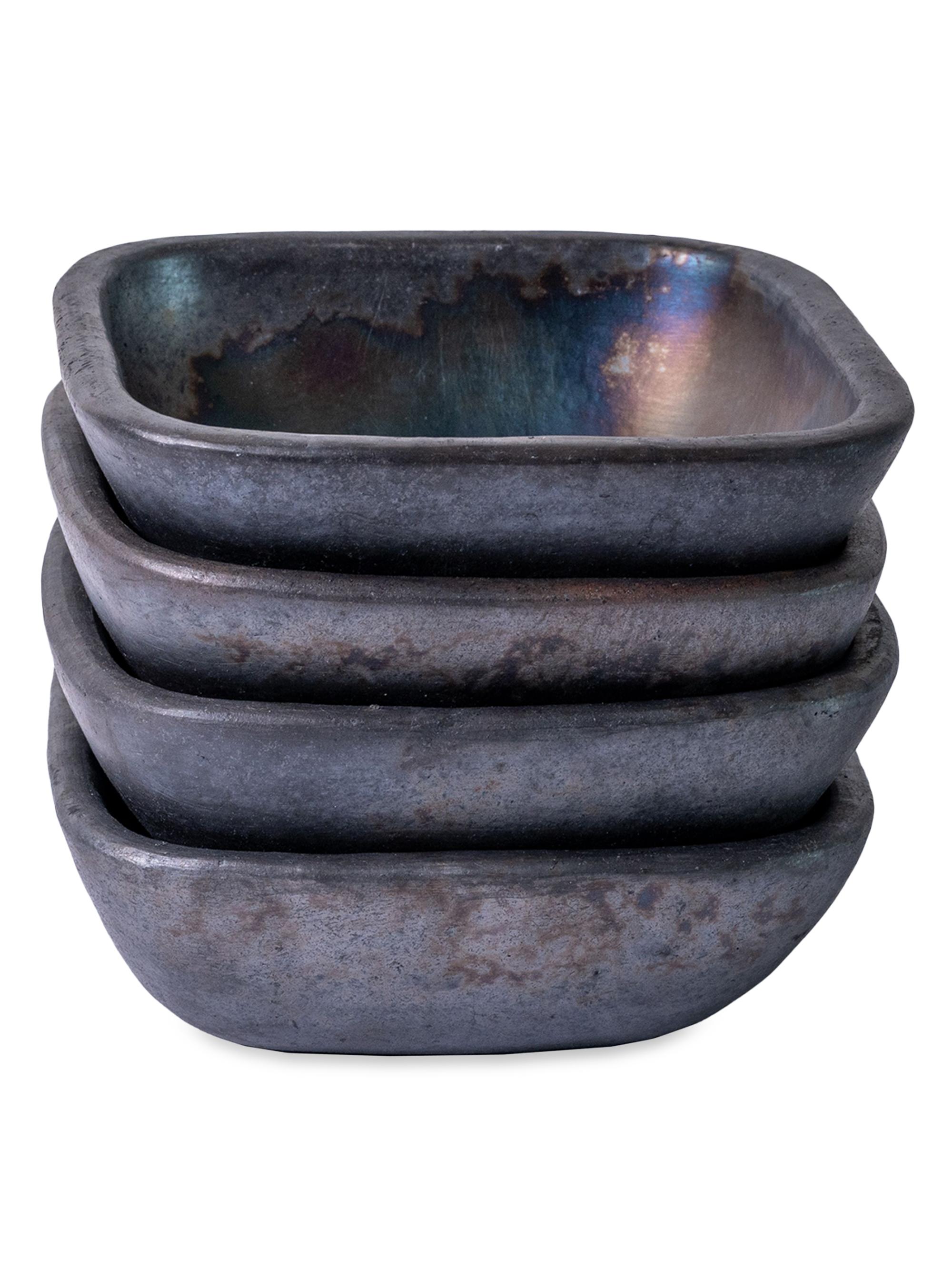 Verve Culture Longpi Pottery Square Bowl Small - Set of 2 - Black