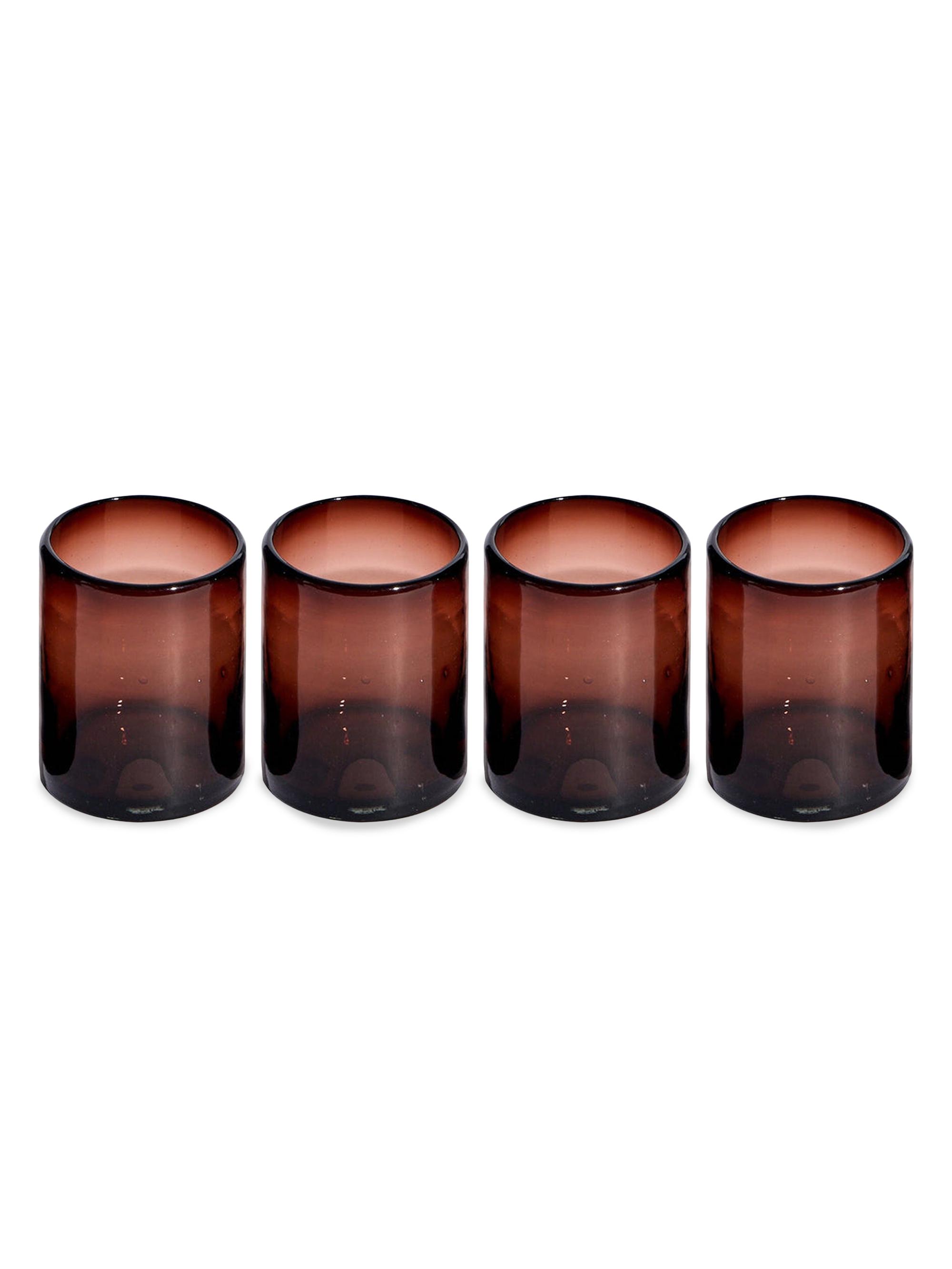 Verve Culture Handblown Glasses Short Set of 4 - Brown