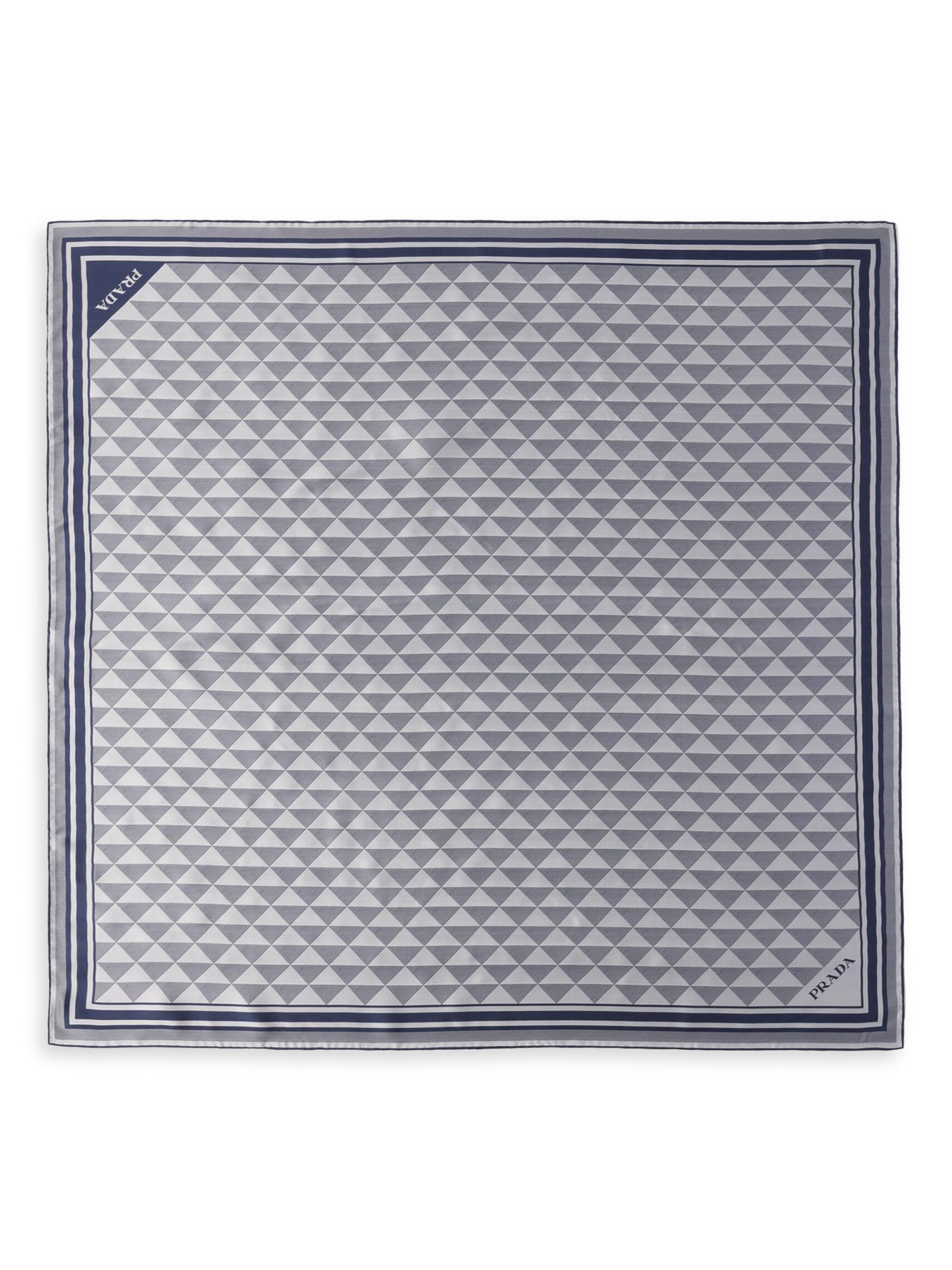 Prada Women's Printed Silk Scarf - Blue