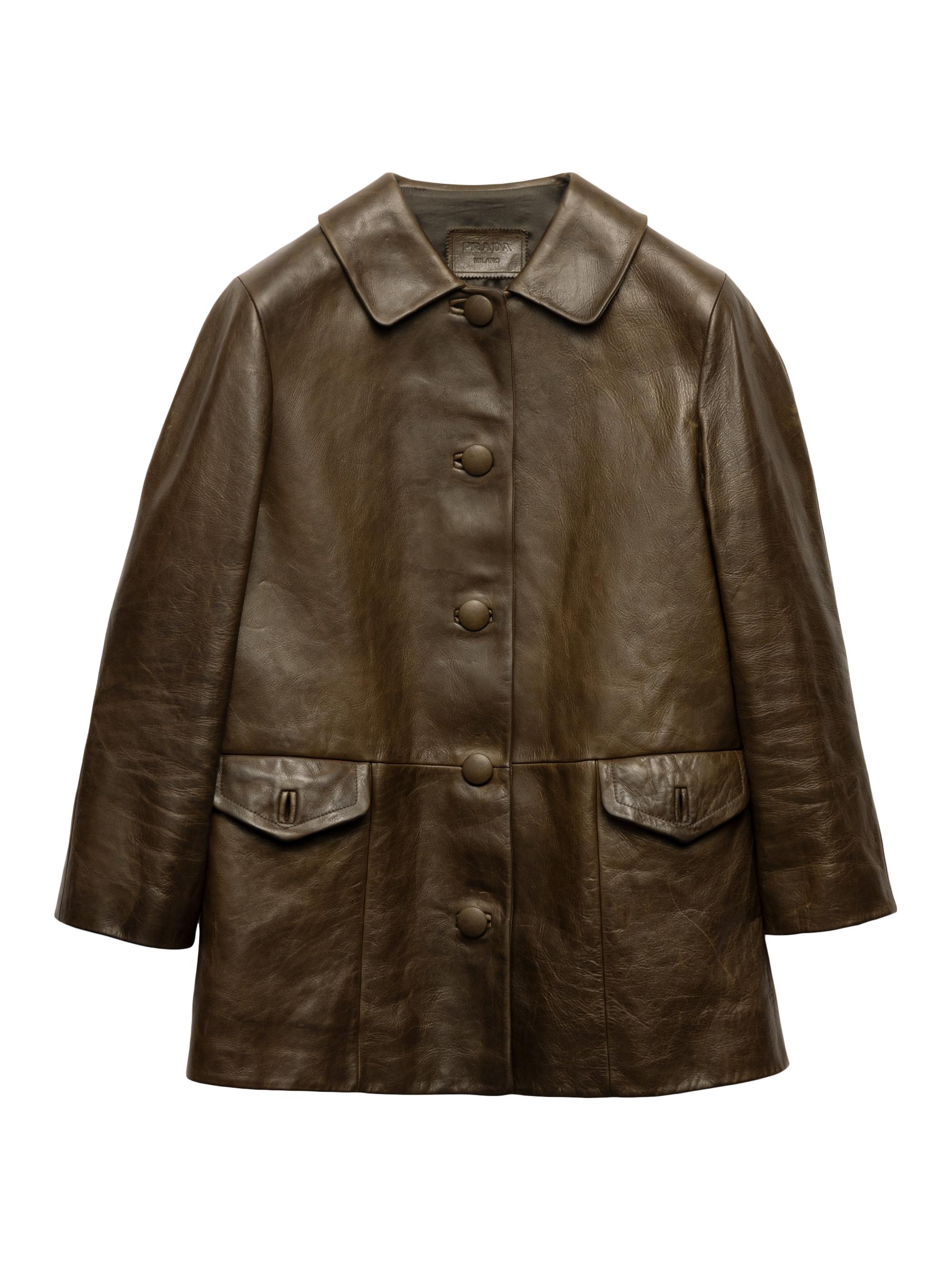 Prada Men's Leather Blouson Jacket - Brown