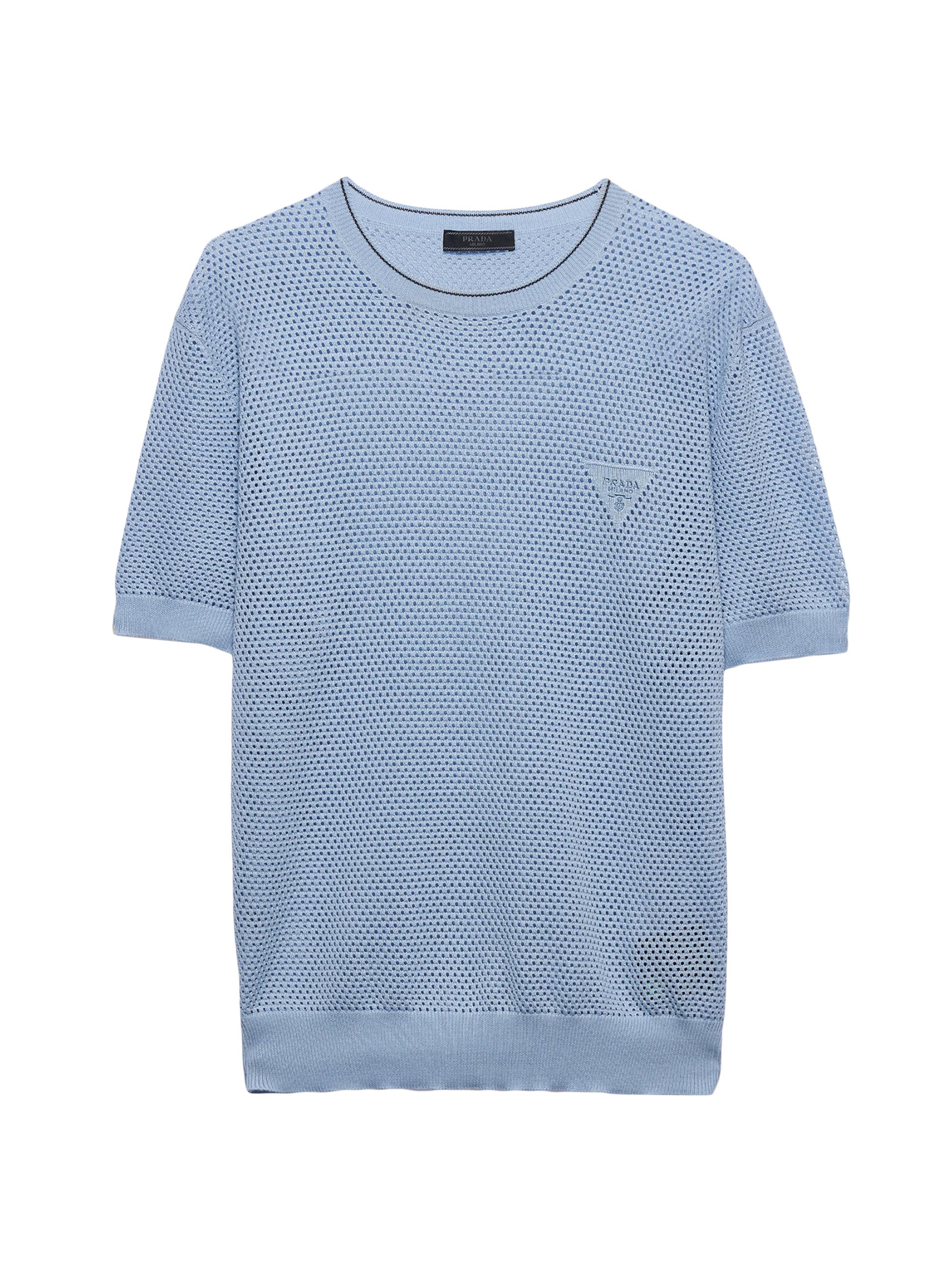 Prada Men's Silk and Cotton Crewneck Sweater - Blue