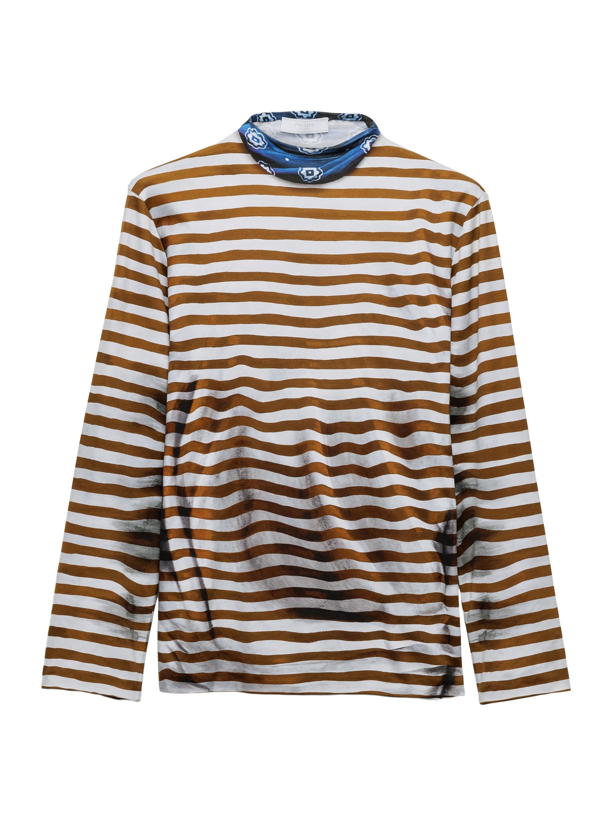 Prada Men's Cotton Turtleneck Sweater - Brown Stripe
