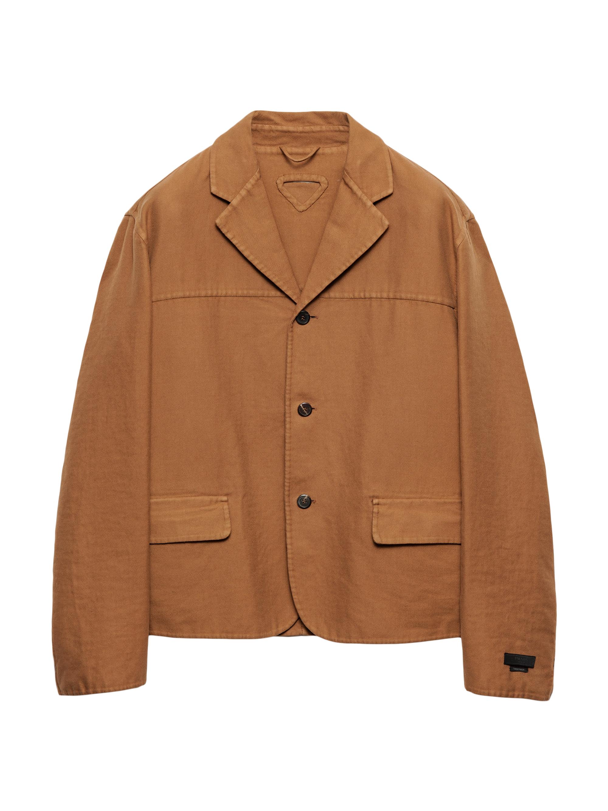 Prada Men's Single-Breasted Cotton Jacket - Brown