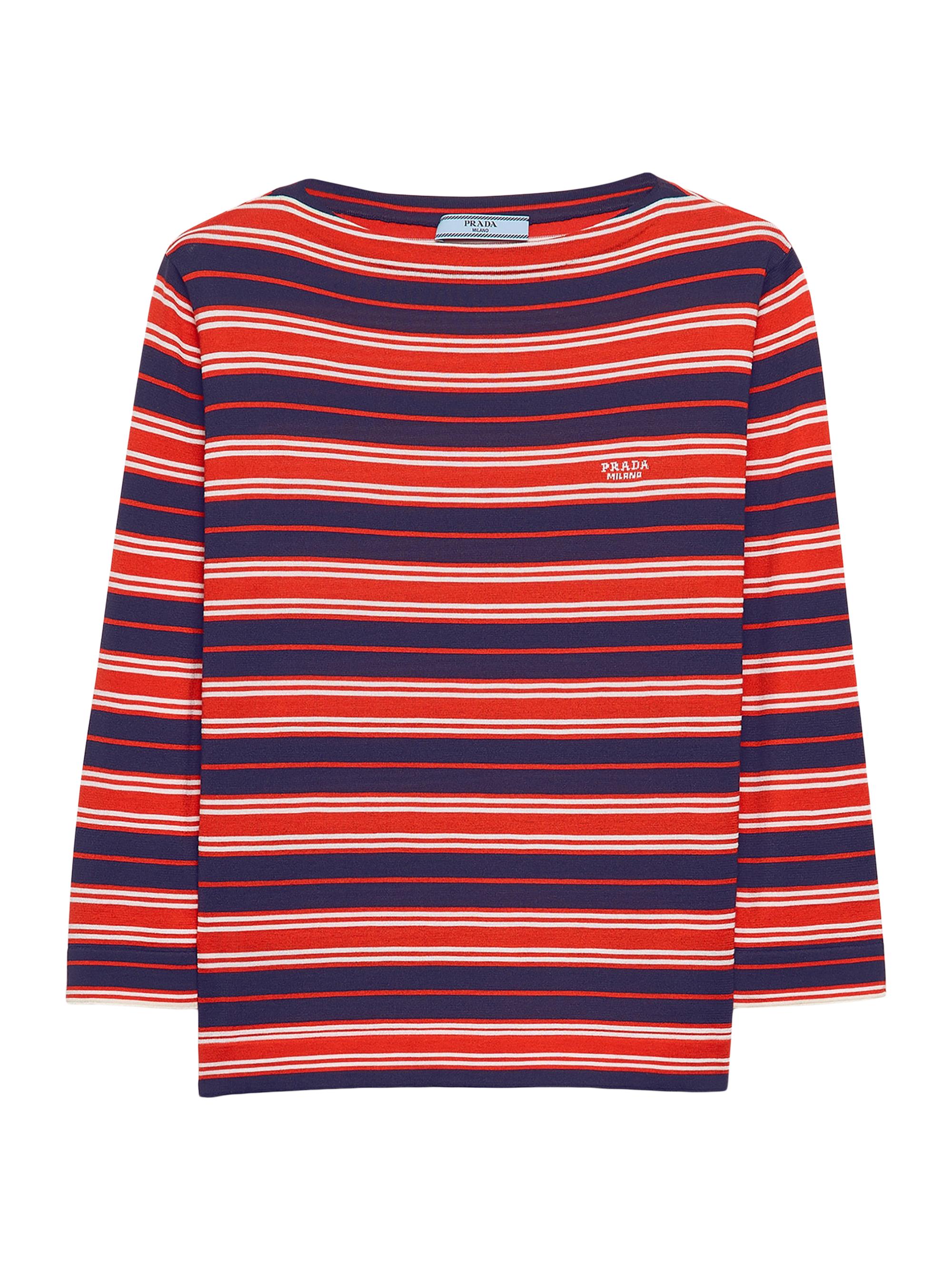 Prada Women's Silk Boat Neck Sweater - Blue