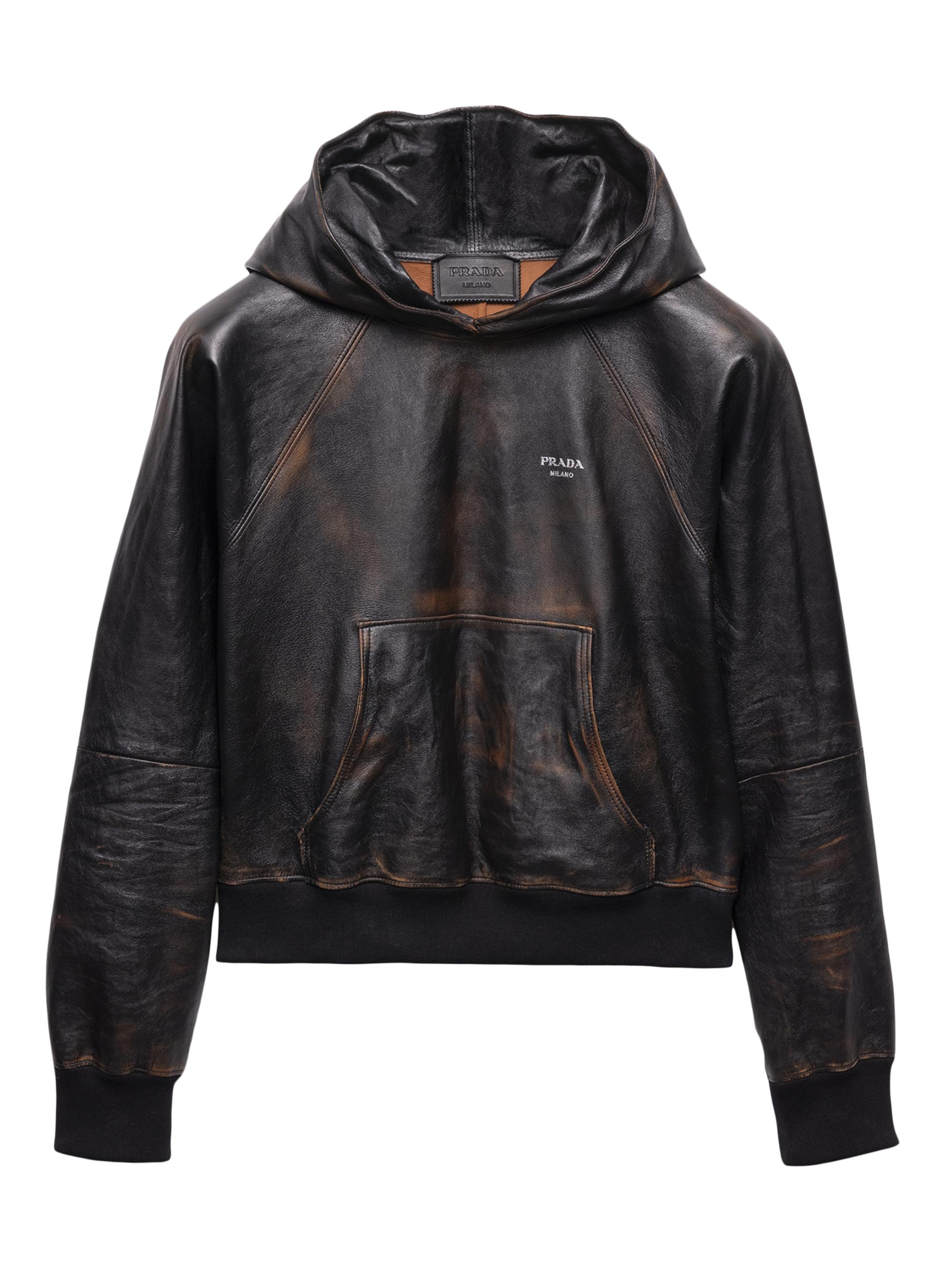 Prada Men's Nappa Leather Hoodie - Black