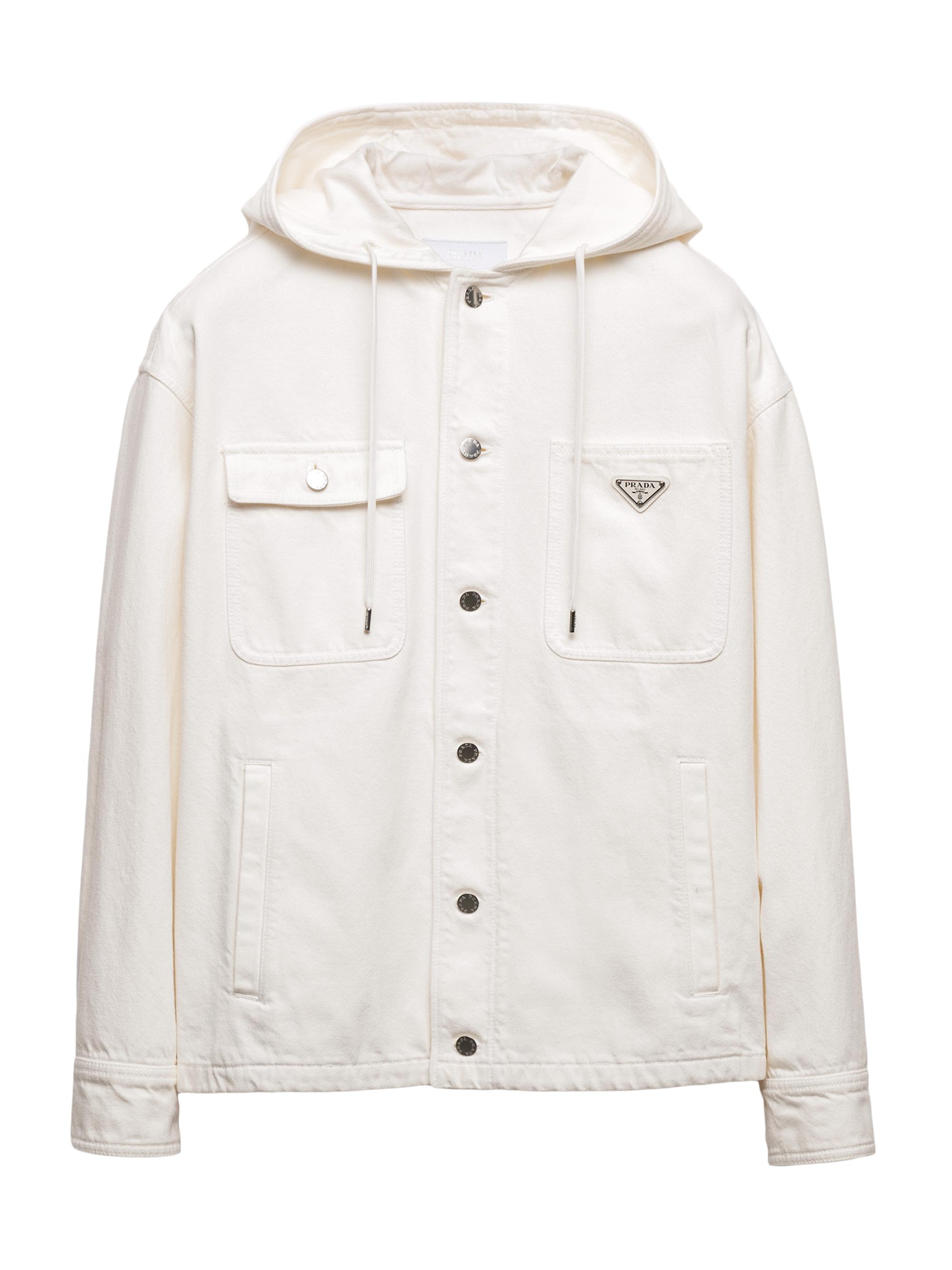 Prada Men's Hooded Denim Shirt - White