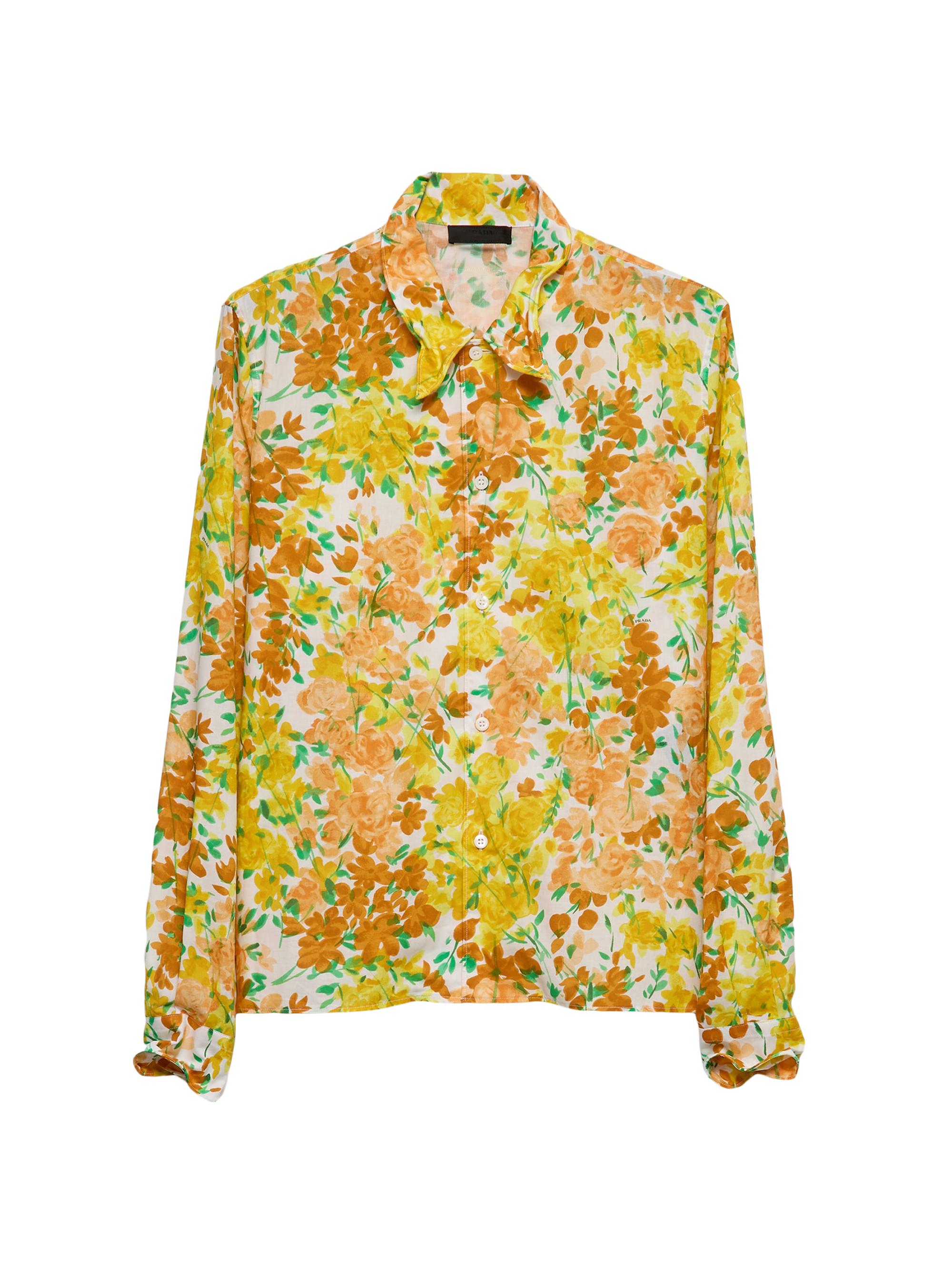 Prada Men's Printed Cotton Shirt - Orange