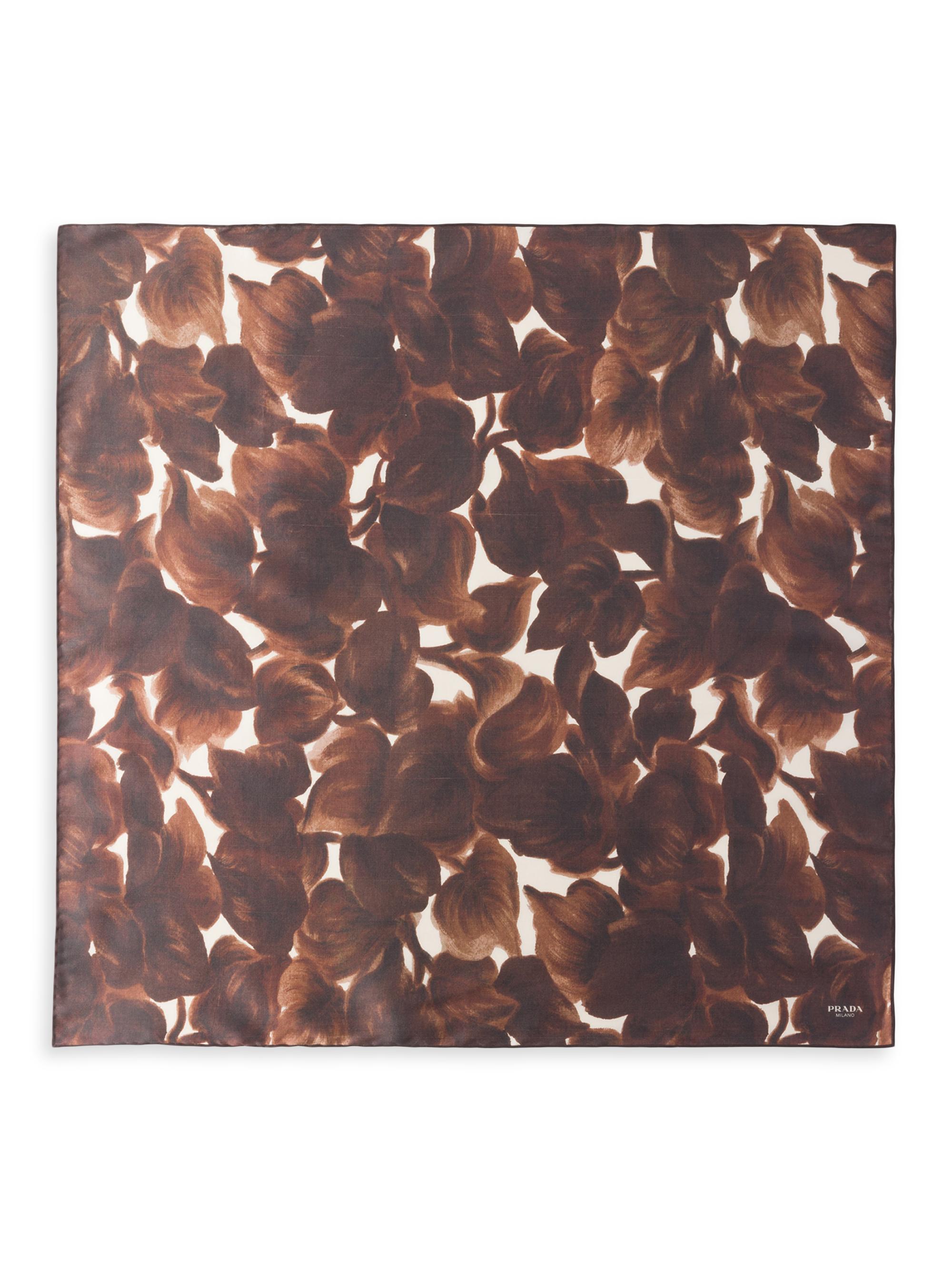 Prada Women's Printed Silk Shantung Scarf - Brown
