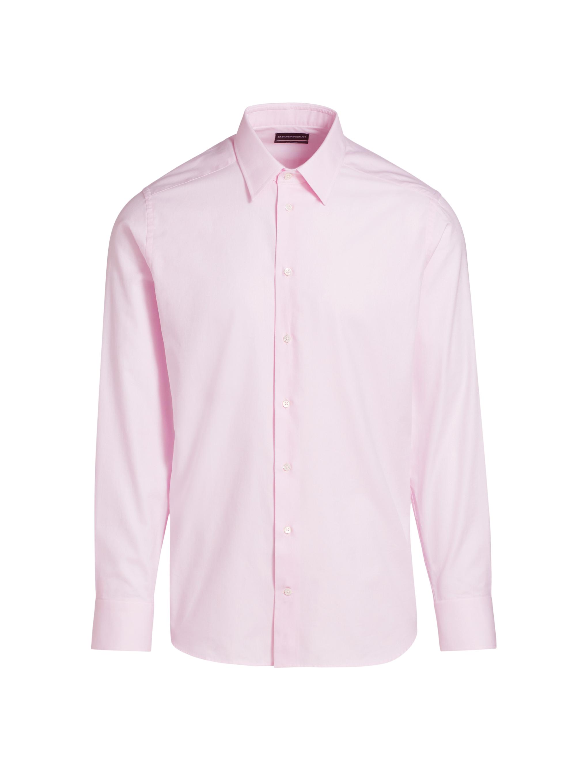 Emporio Armani Men's Birdseye Cotton Dress Shirt - Light Pink