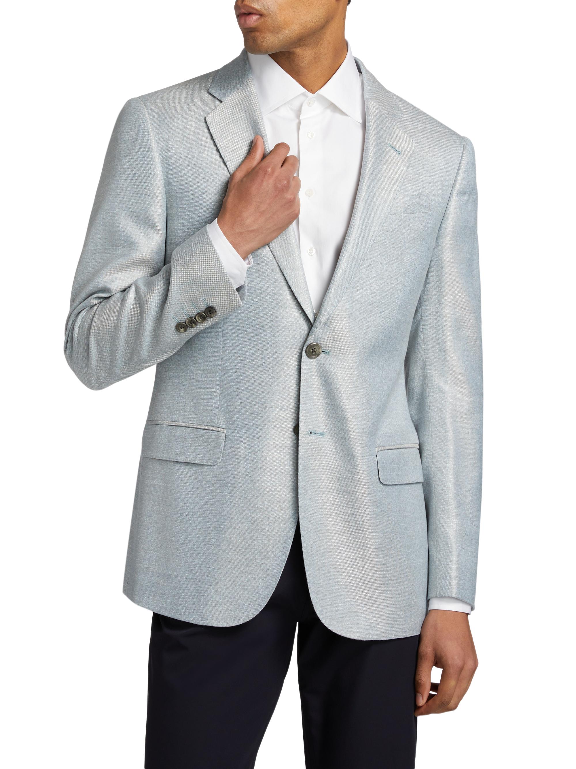 Emporio Armani Men's Bamboo Notch Lapel Jacket - Grey | Thumbnail 3