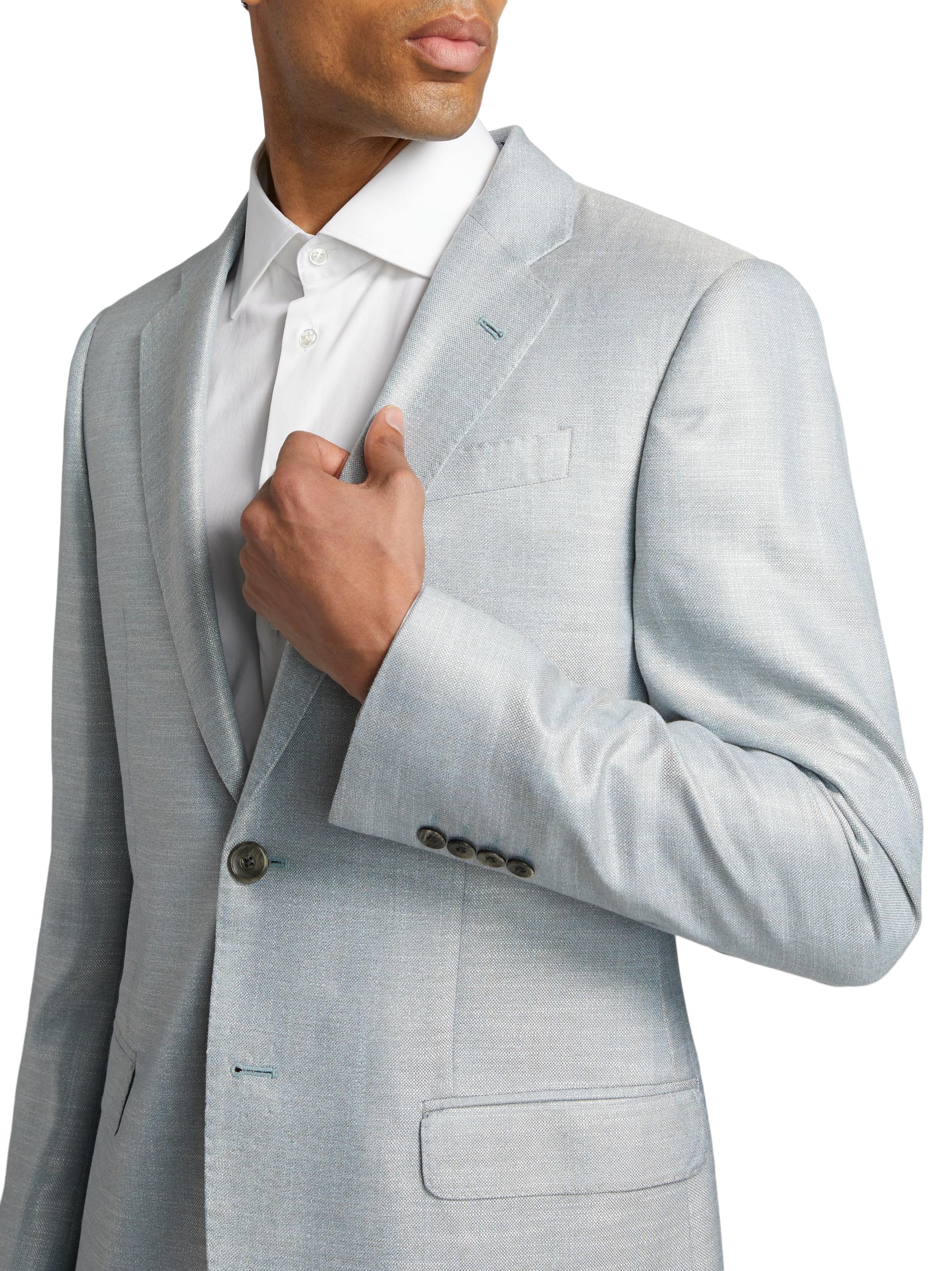 Emporio Armani Men's Bamboo Notch Lapel Jacket - Grey | Thumbnail 6