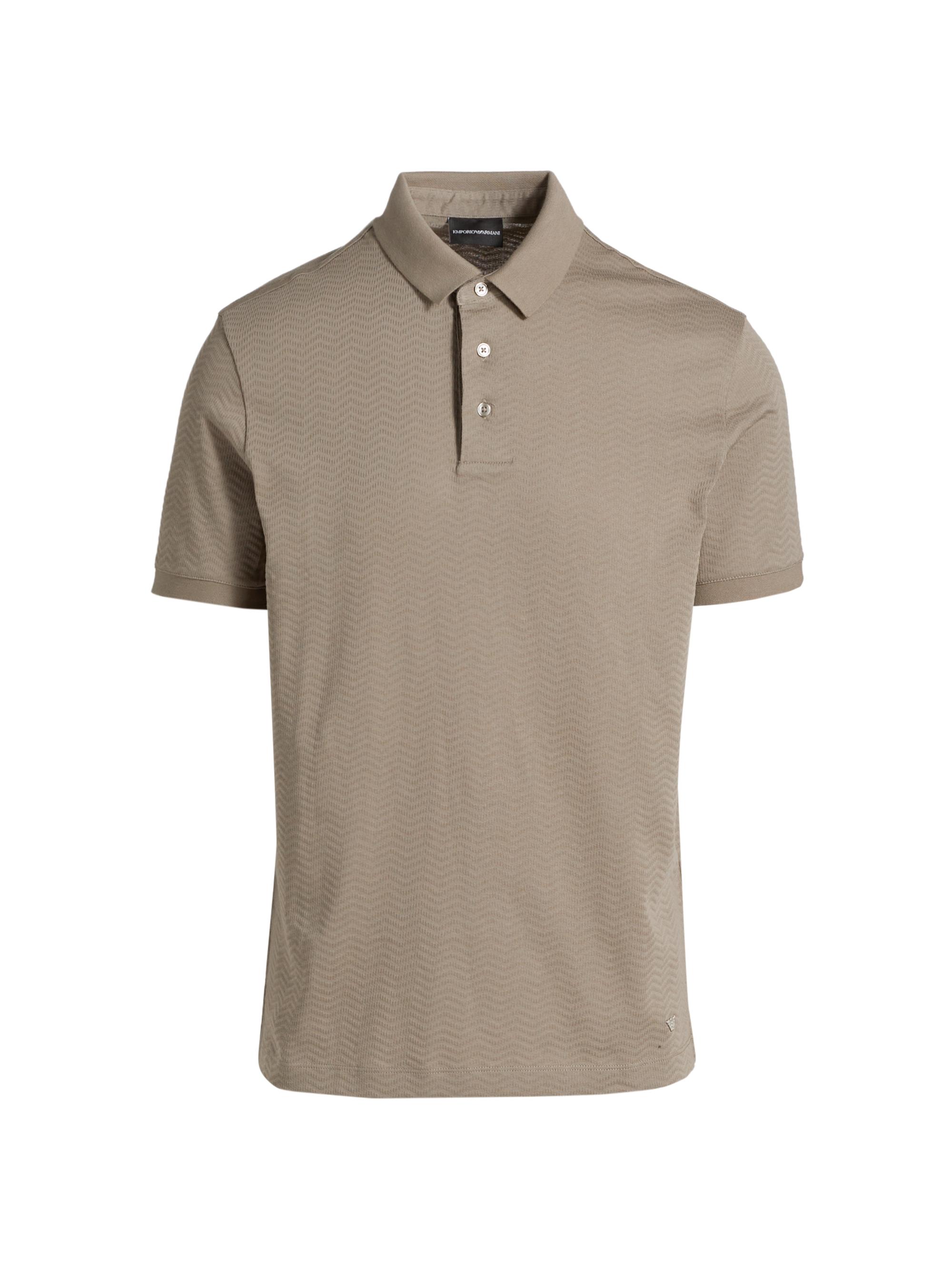 Emporio Armani Men's Chevron Cotton Jersey Polo Shirt - Tan
