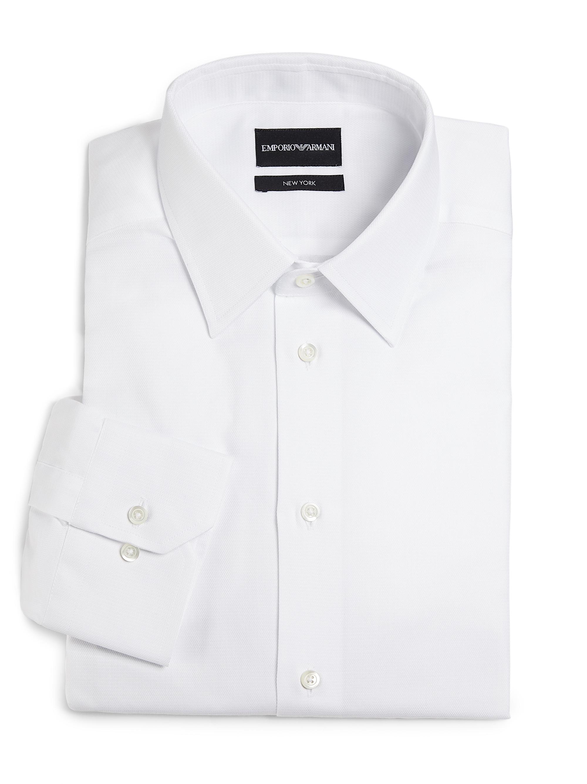 Emporio Armani Men's Cotton Button-Front Shirt - White