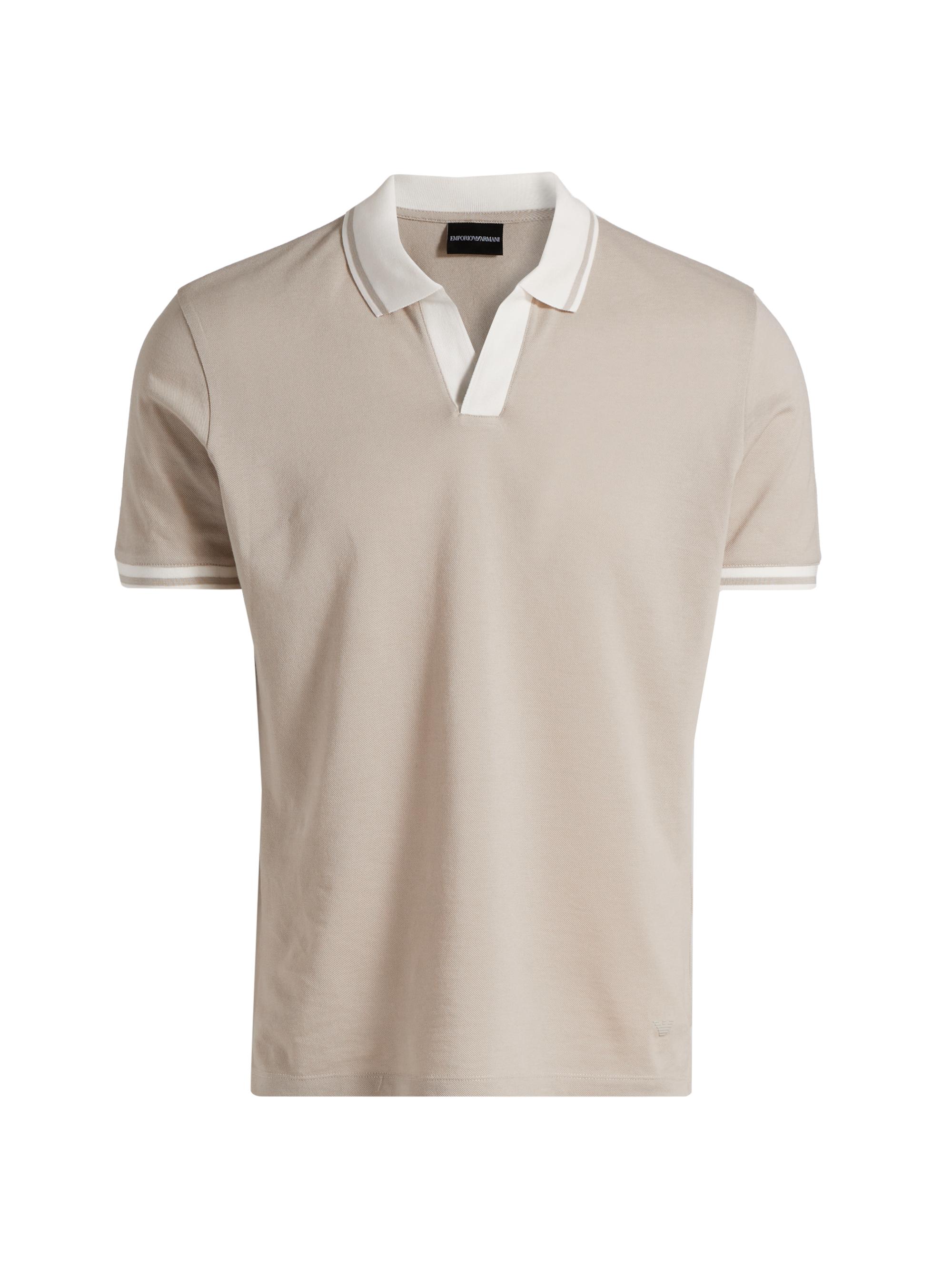 Emporio Armani Men's Johnny Collar Cotton Polo Shirt - Tan