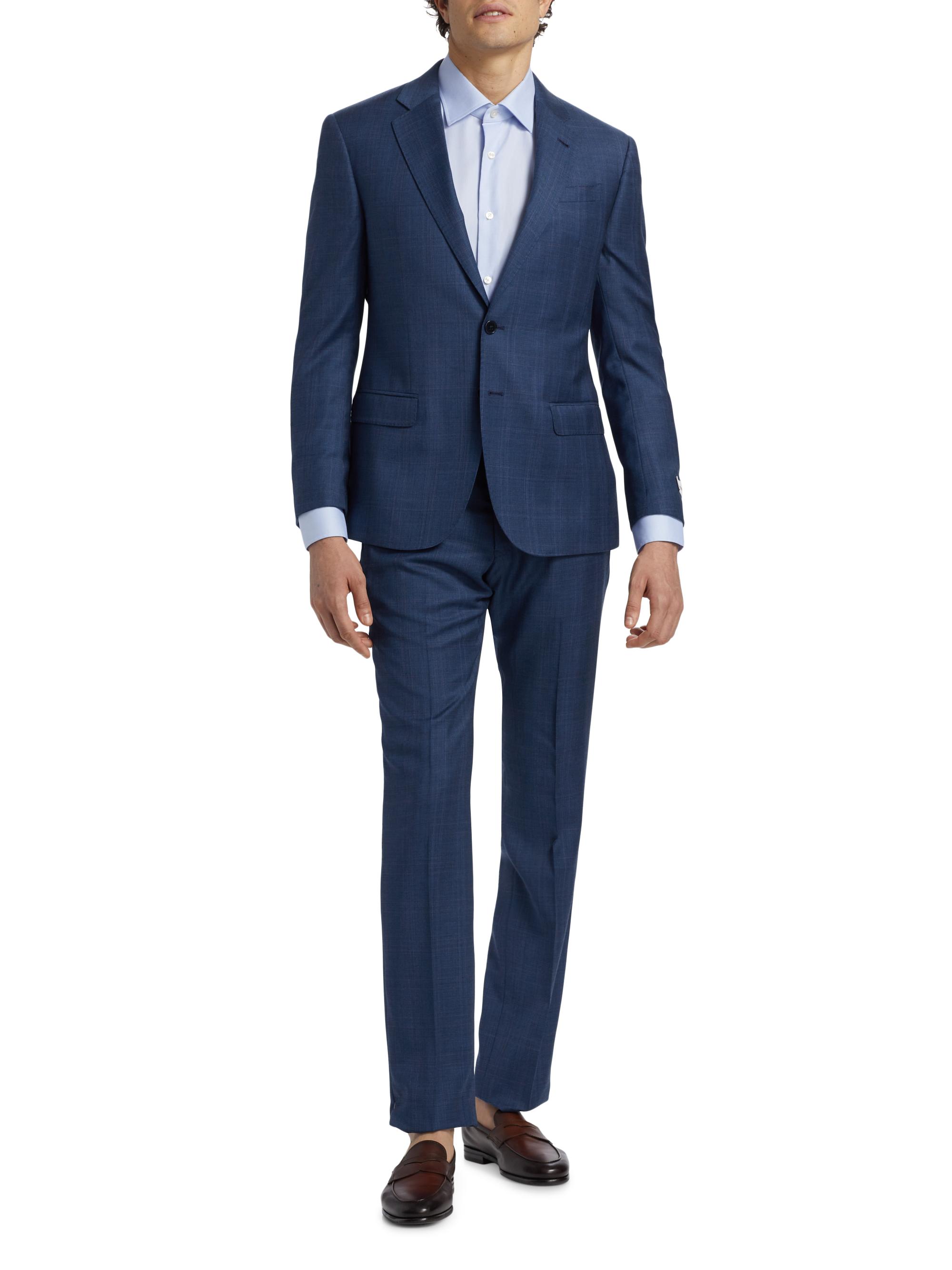 Emporio Armani Men's Glen Check Virgin Wool Single-Breasted Suit - Dark Blue | Thumbnail 3