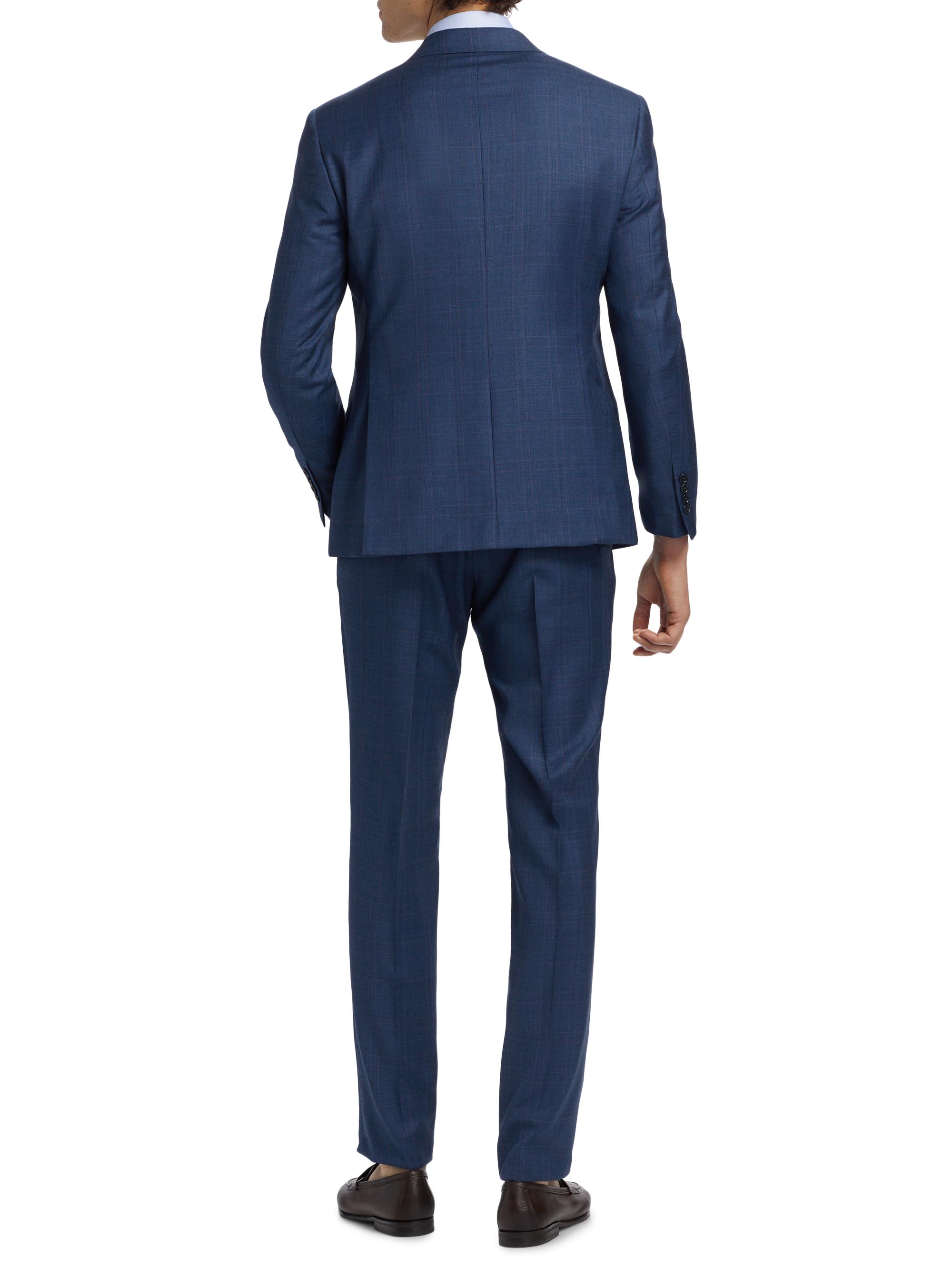 Emporio Armani Men's Glen Check Virgin Wool Single-Breasted Suit - Dark Blue | Thumbnail 5