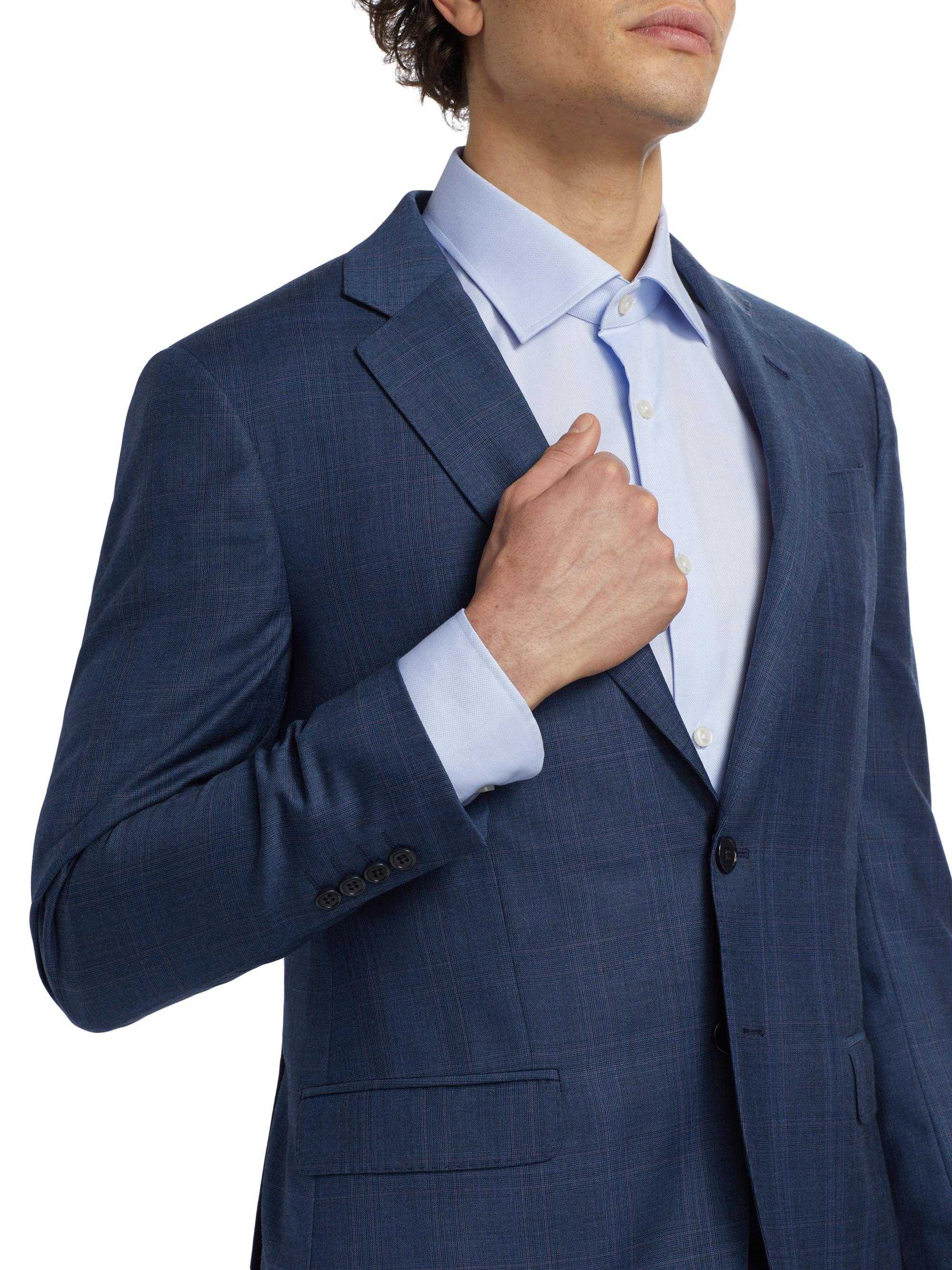 Emporio Armani Men's Glen Check Virgin Wool Single-Breasted Suit - Dark Blue | Thumbnail 6