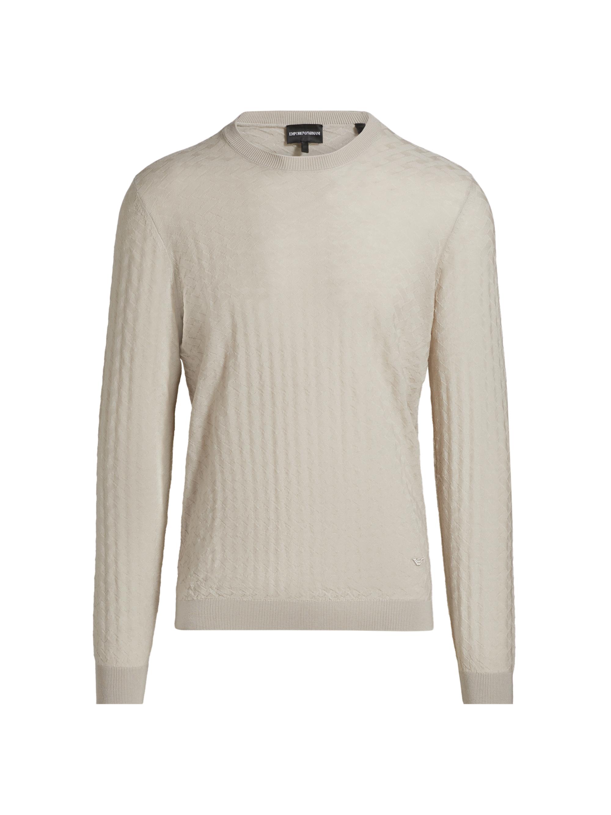 Emporio Armani Men's Tonal Basket-Weave Virgin Wool Sweater - Navy