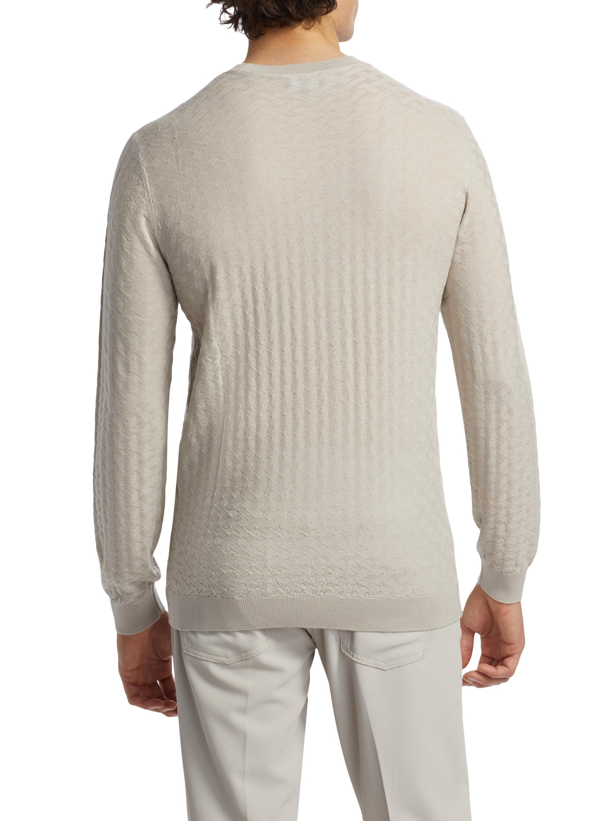 Emporio Armani Men's Tonal Basket-Weave Virgin Wool Sweater - Tan | Thumbnail 5