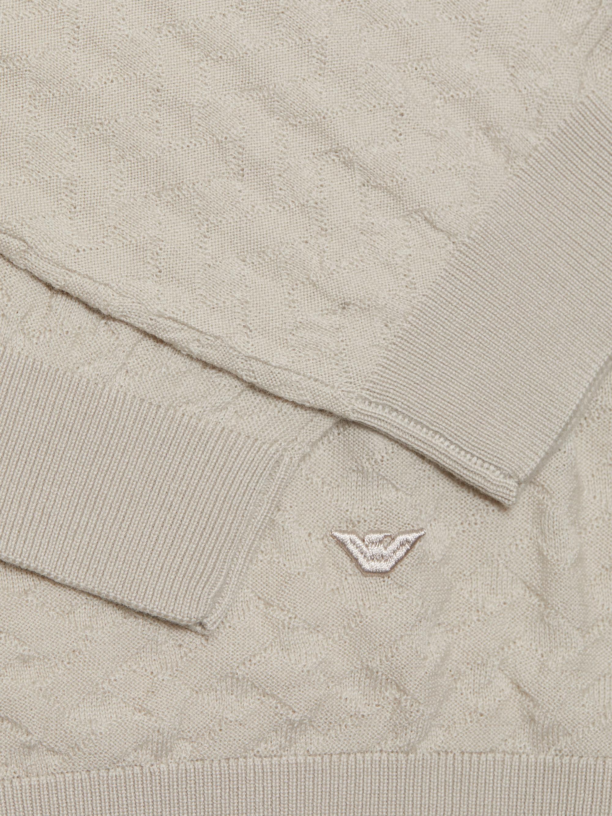 Emporio Armani Men's Tonal Basket-Weave Virgin Wool Sweater - Tan | Thumbnail 7