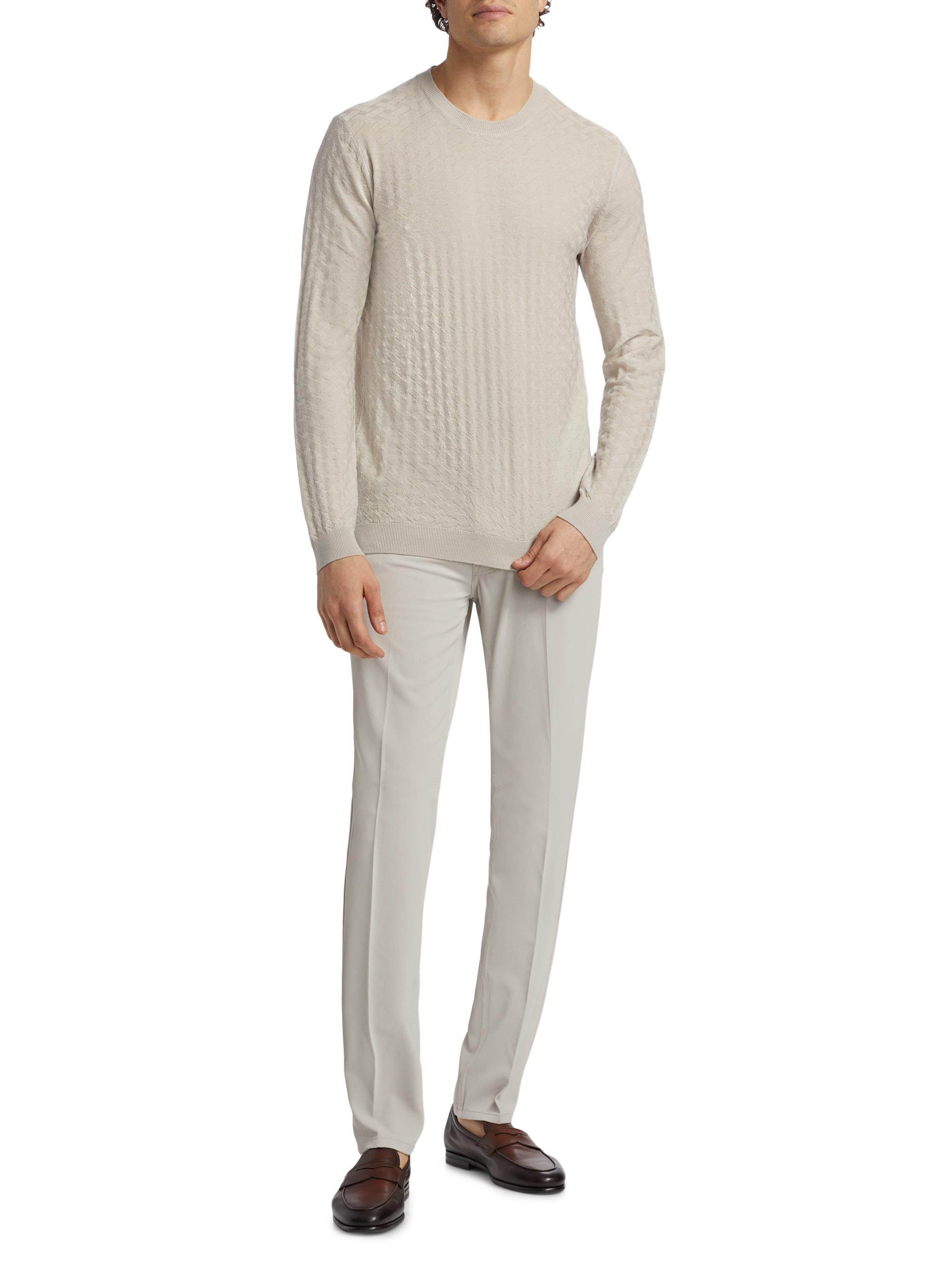 Emporio Armani Men's Tonal Basket-Weave Virgin Wool Sweater - Tan | Thumbnail 2