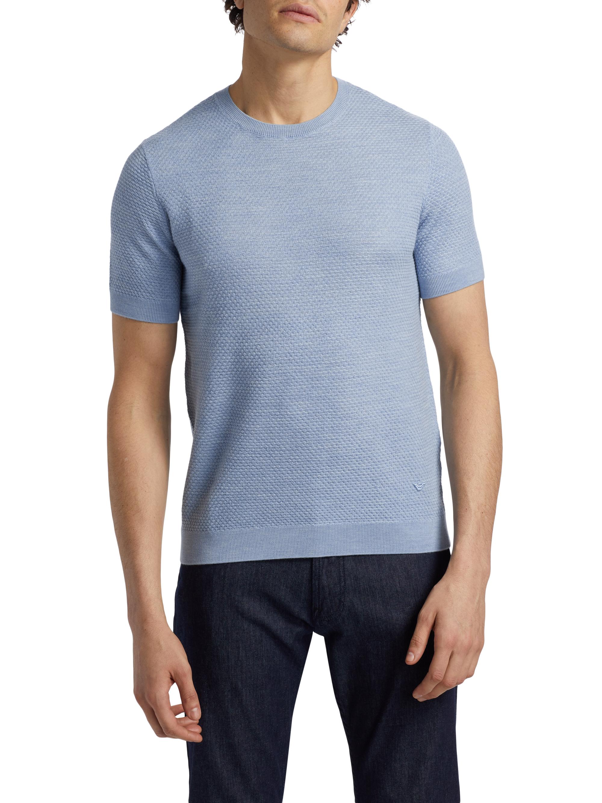 Emporio Armani Tonal Textured Short-Sleeve Sweater | Saks