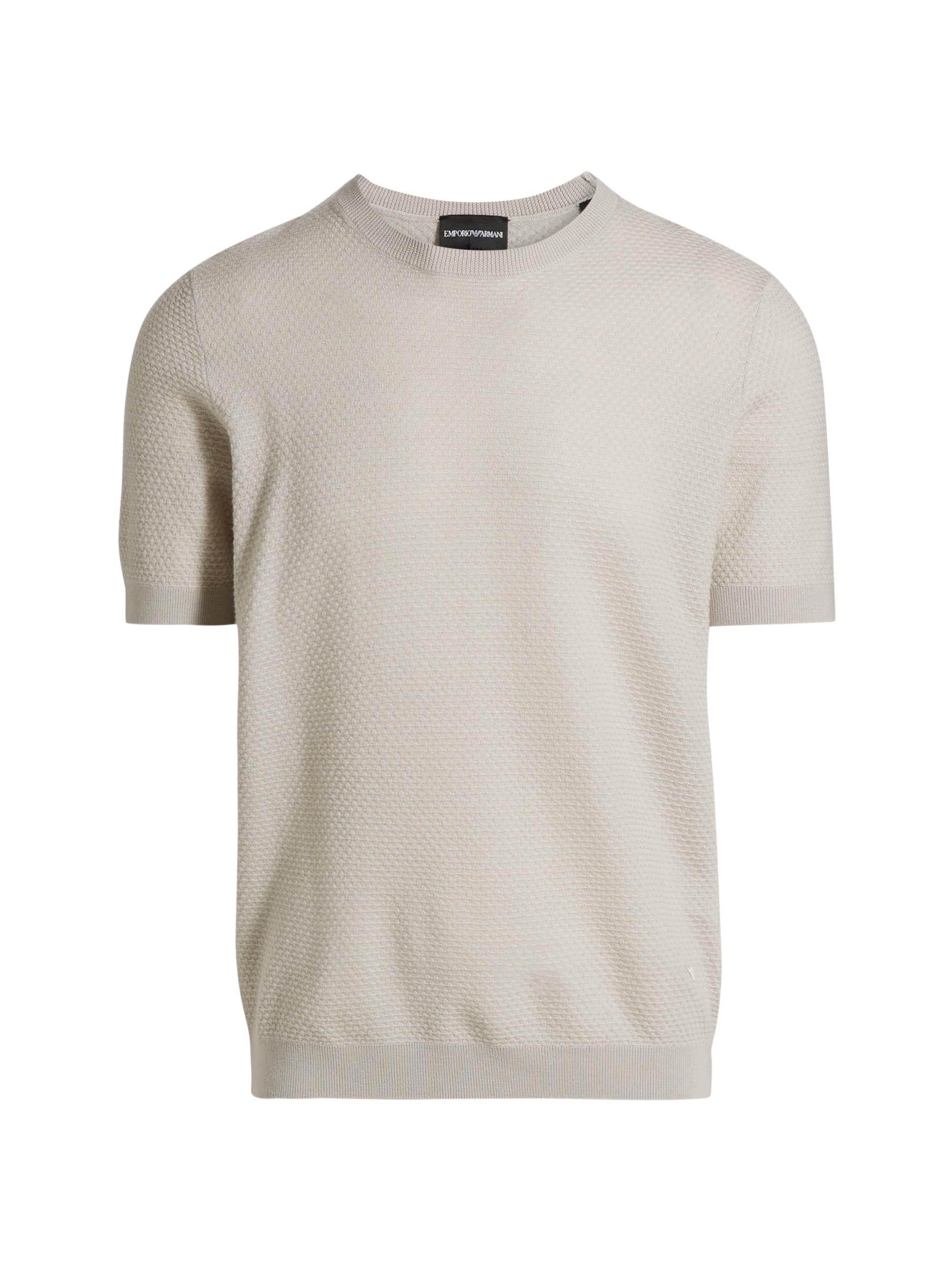 Emporio Armani Men's Tonal Textured Short-Sleeve Sweater - Tan