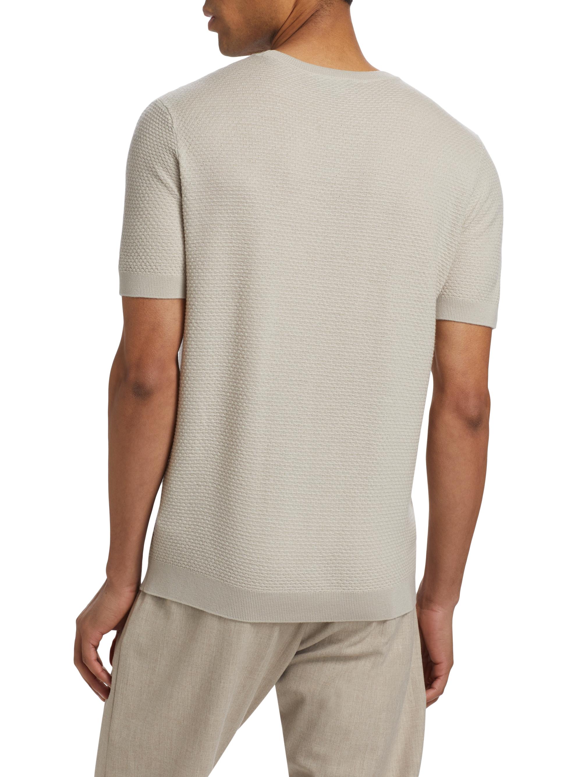 Emporio Armani Men's Tonal Textured Short-Sleeve Sweater - Tan | Thumbnail 5