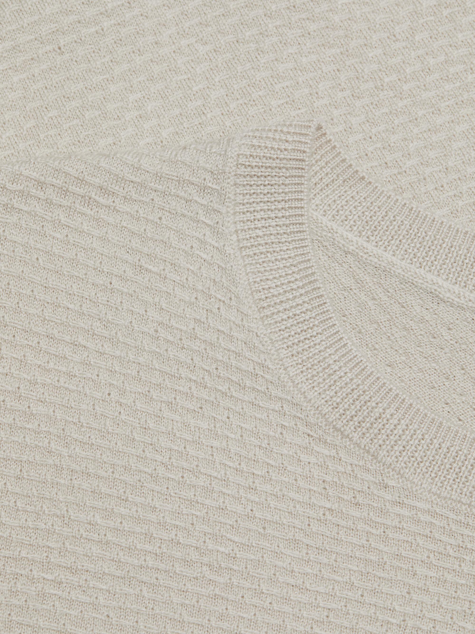 Emporio Armani Men's Tonal Textured Short-Sleeve Sweater - Tan | Thumbnail 7
