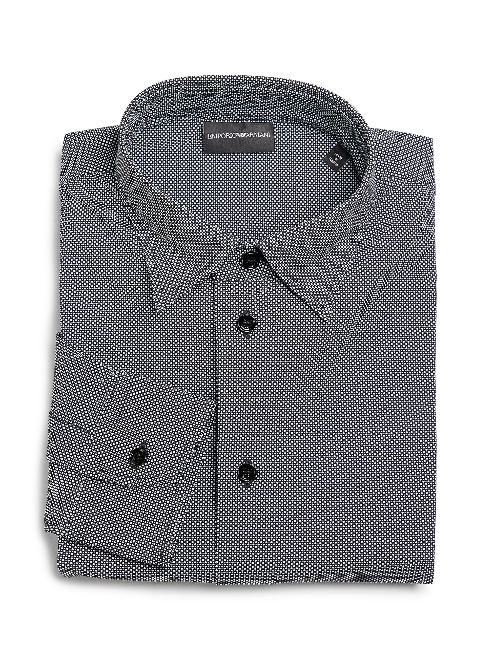 Emporio Armani Men's Micro-Print Sport Shirt - Black