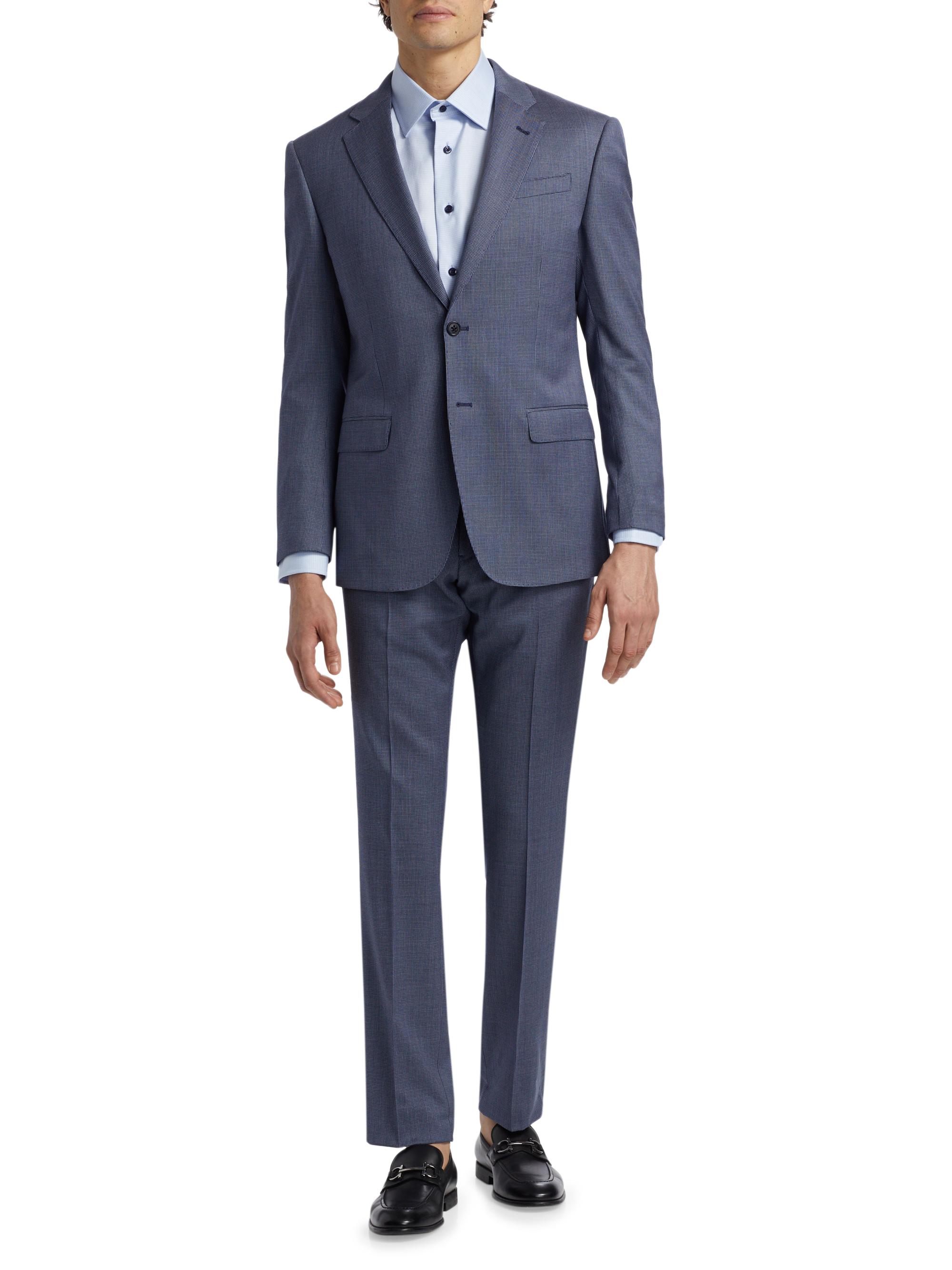 Emporio Armani Micro Houndstooth Stretch Virgin Wool Suit | Saks