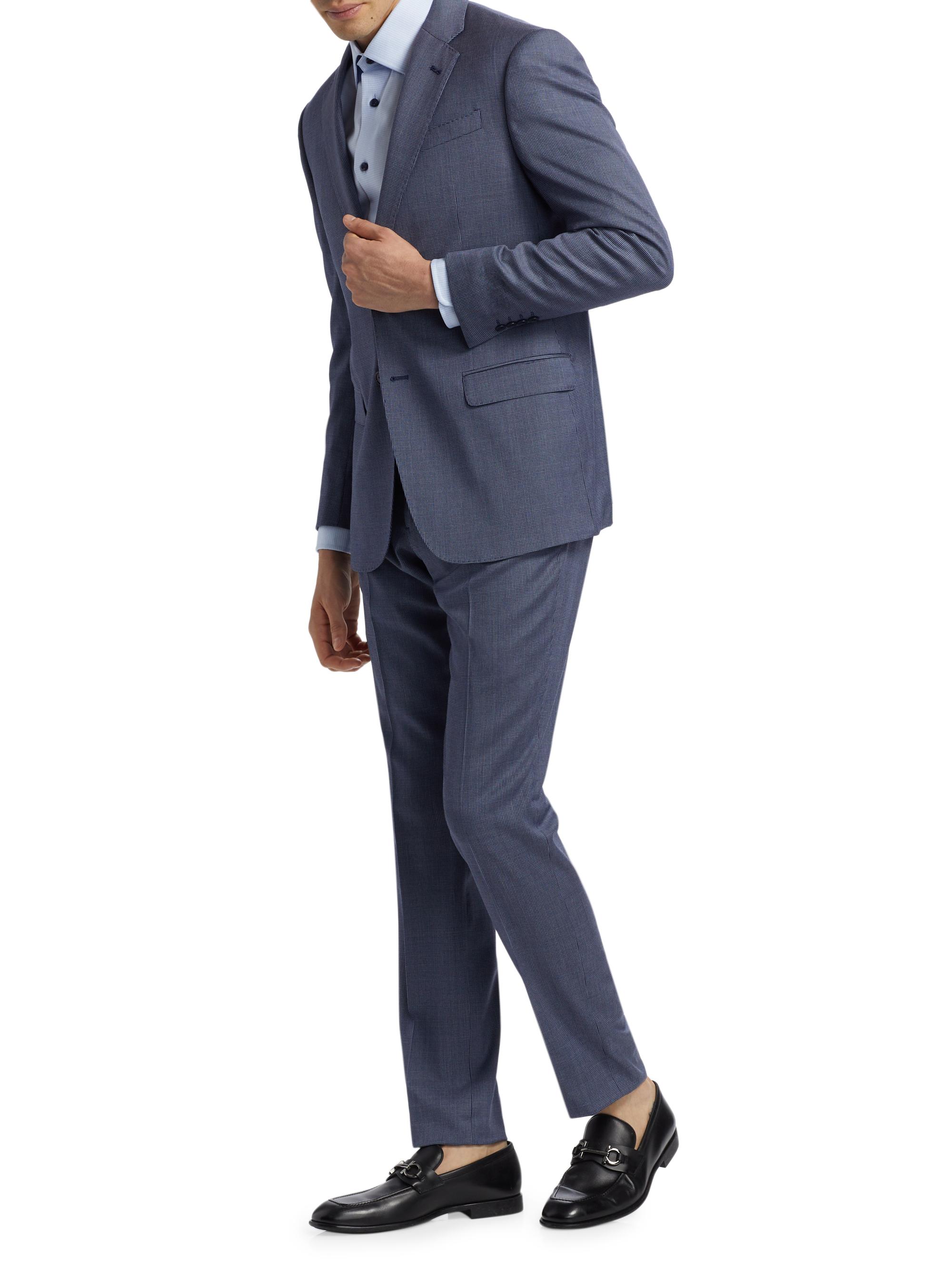 Emporio Armani Micro Houndstooth Stretch Virgin Wool Suit | Saks