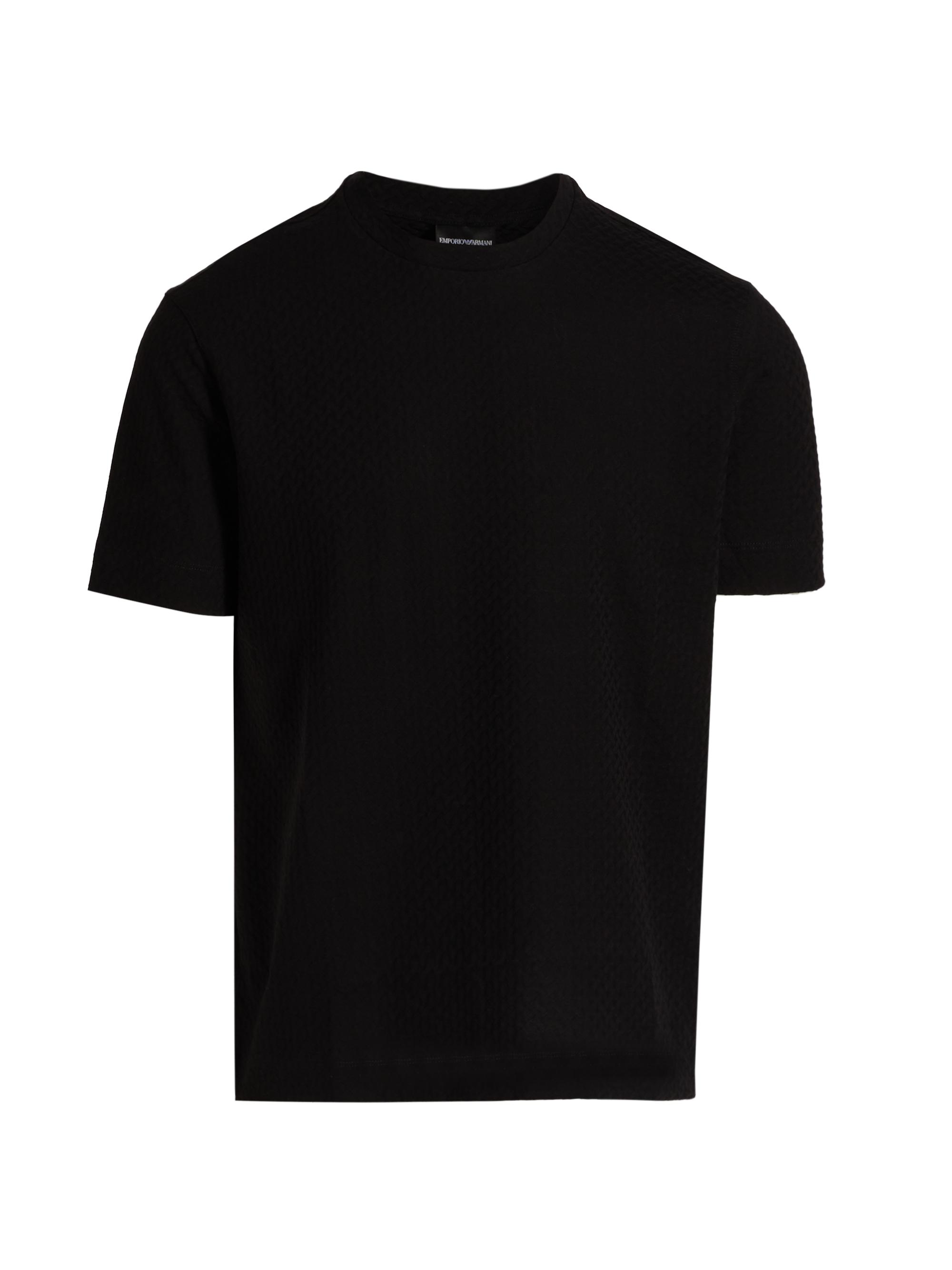 Emporio Armani Men's Basket-Weave Cotton T-Shirt - Black