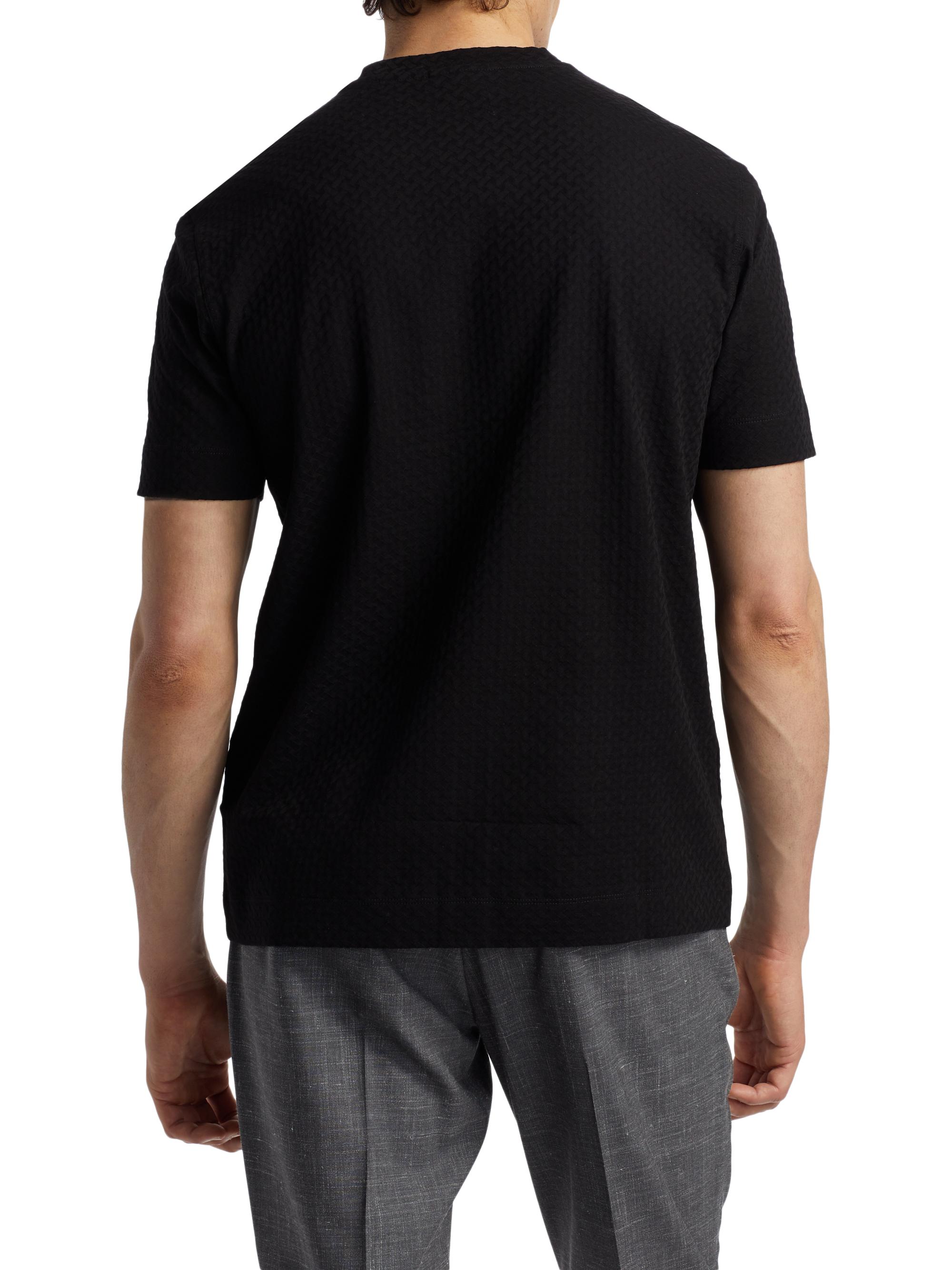 Emporio Armani Men's Basket-Weave Cotton T-Shirt - Black | Thumbnail 5
