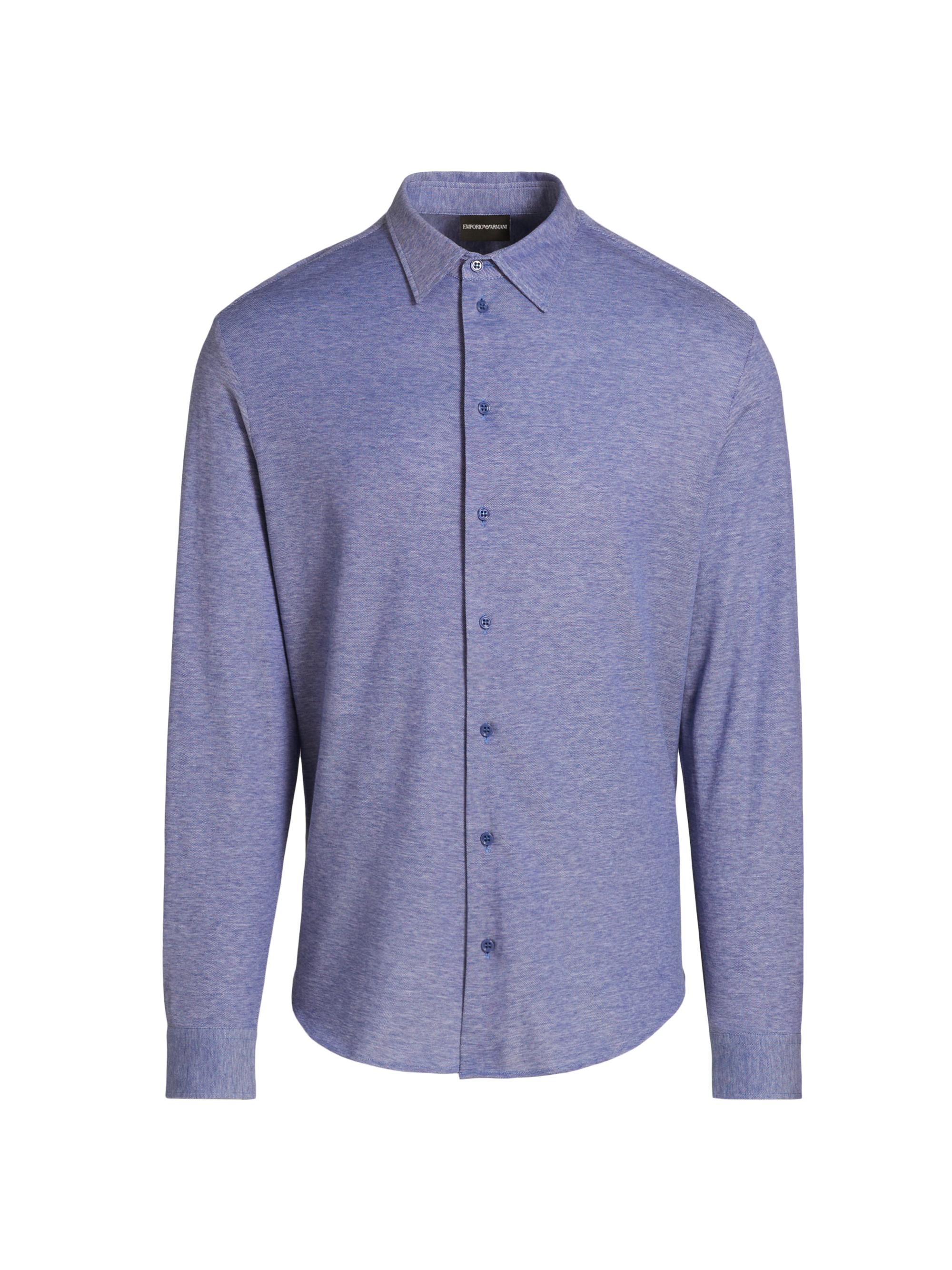 Emporio Armani Men's Piqué Jersey Sport Shirt - Avio Oxford