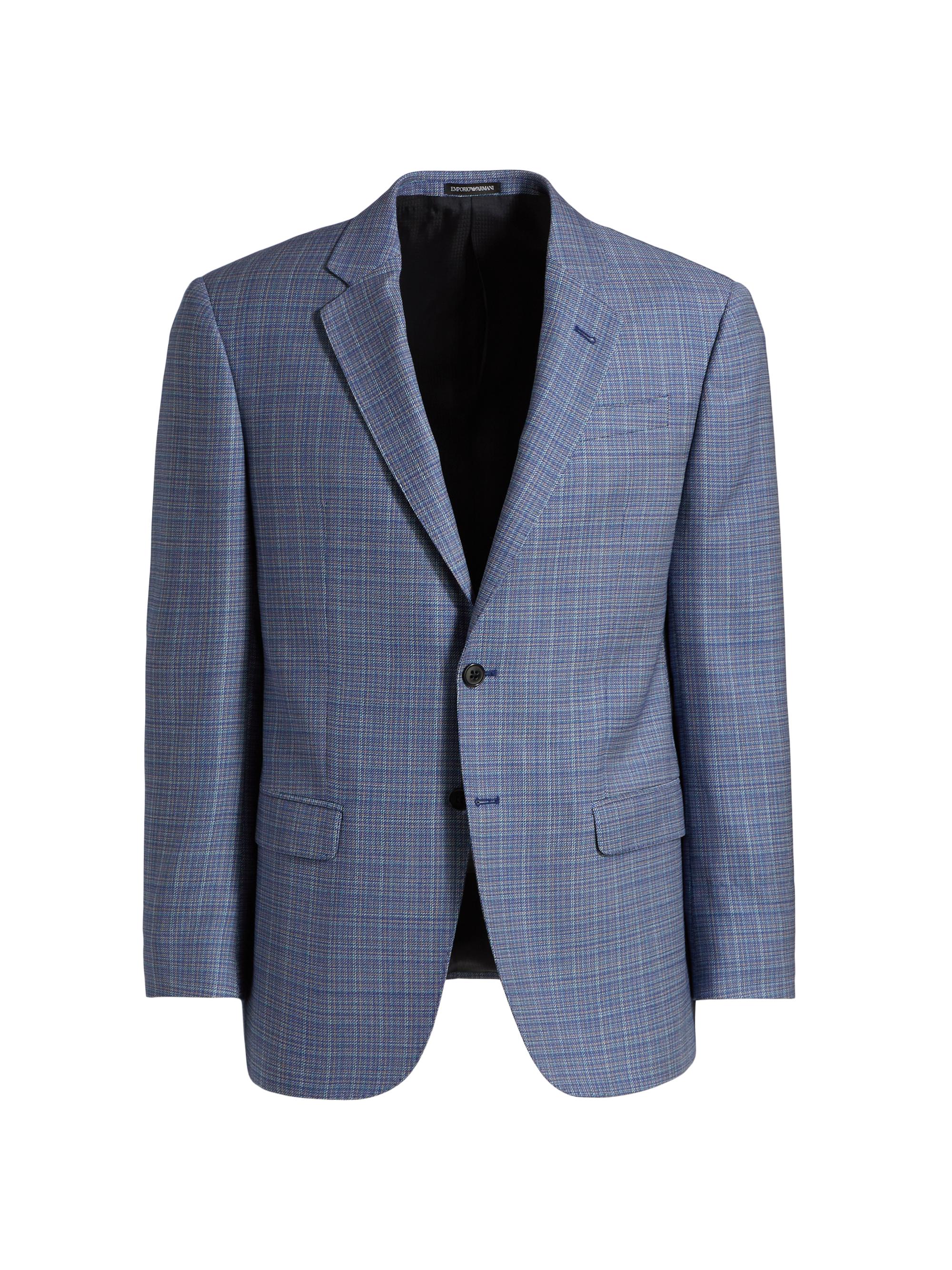 Emporio Armani Men's Plaid Wool Sportcoat - Dark Blue