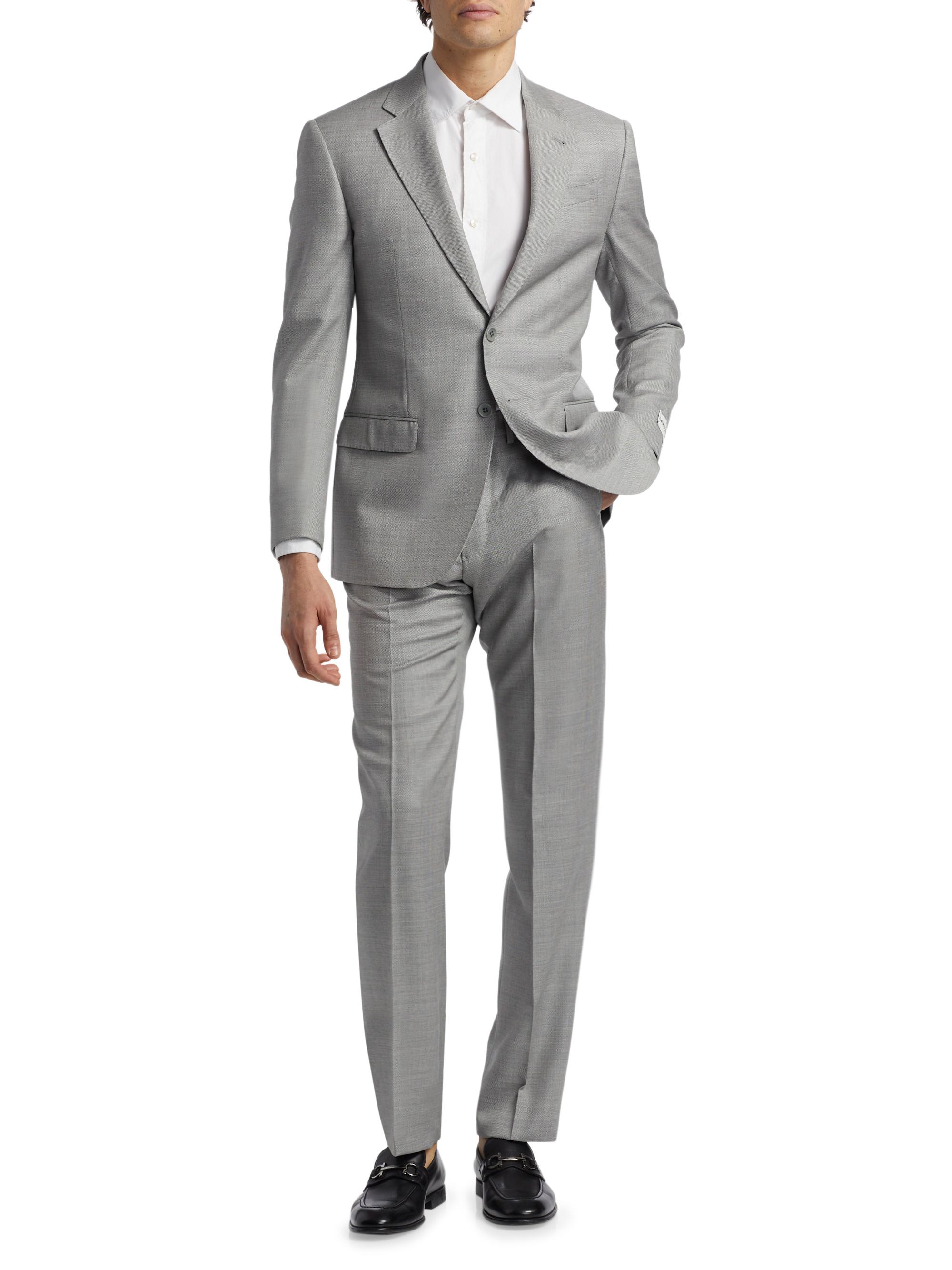 Emporio Armani Men's Virgin Wool Single-Breasted Suit - Light Grey | Thumbnail 3