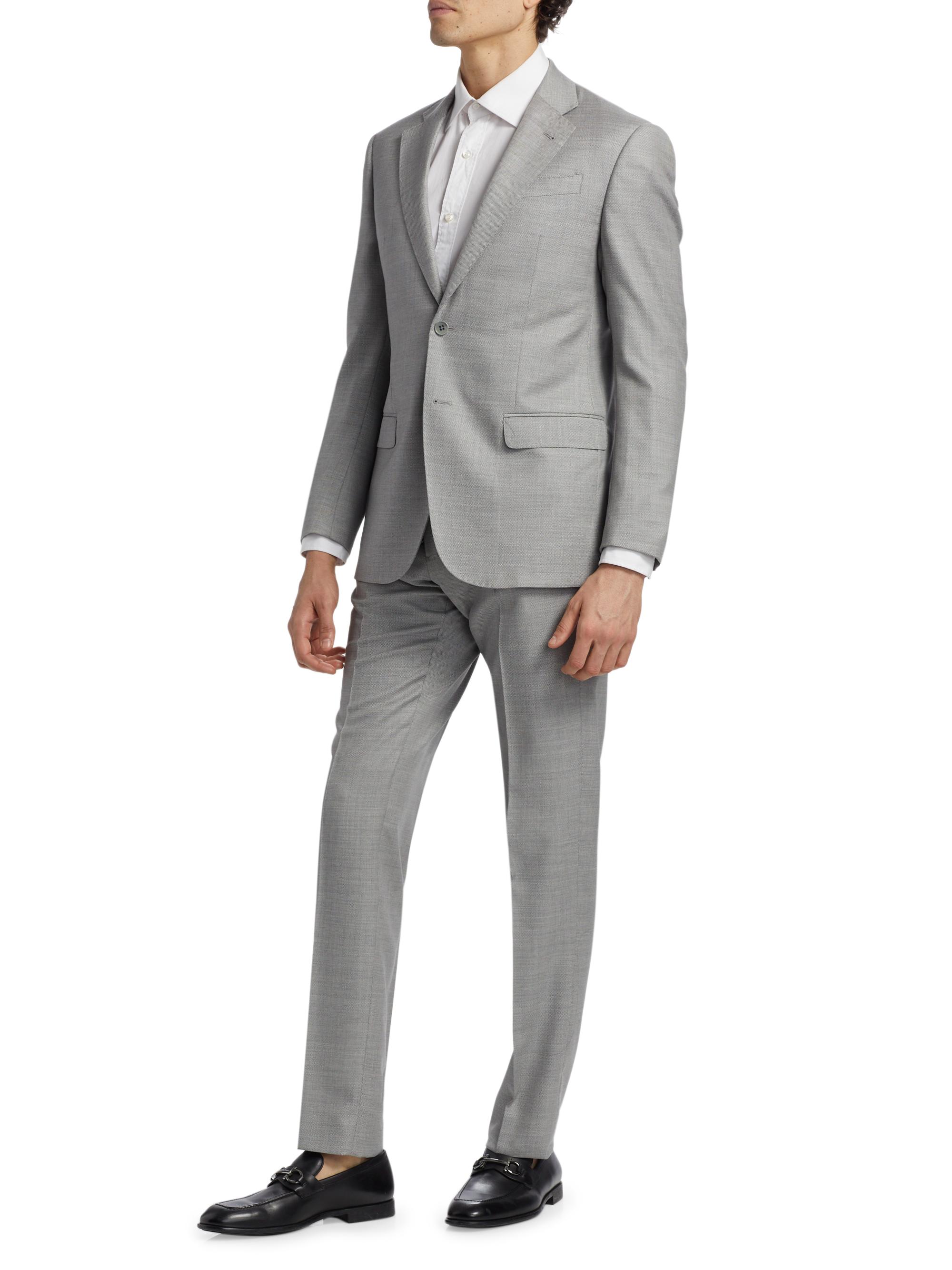 Emporio Armani Men's Virgin Wool Single-Breasted Suit - Light Grey | Thumbnail 4