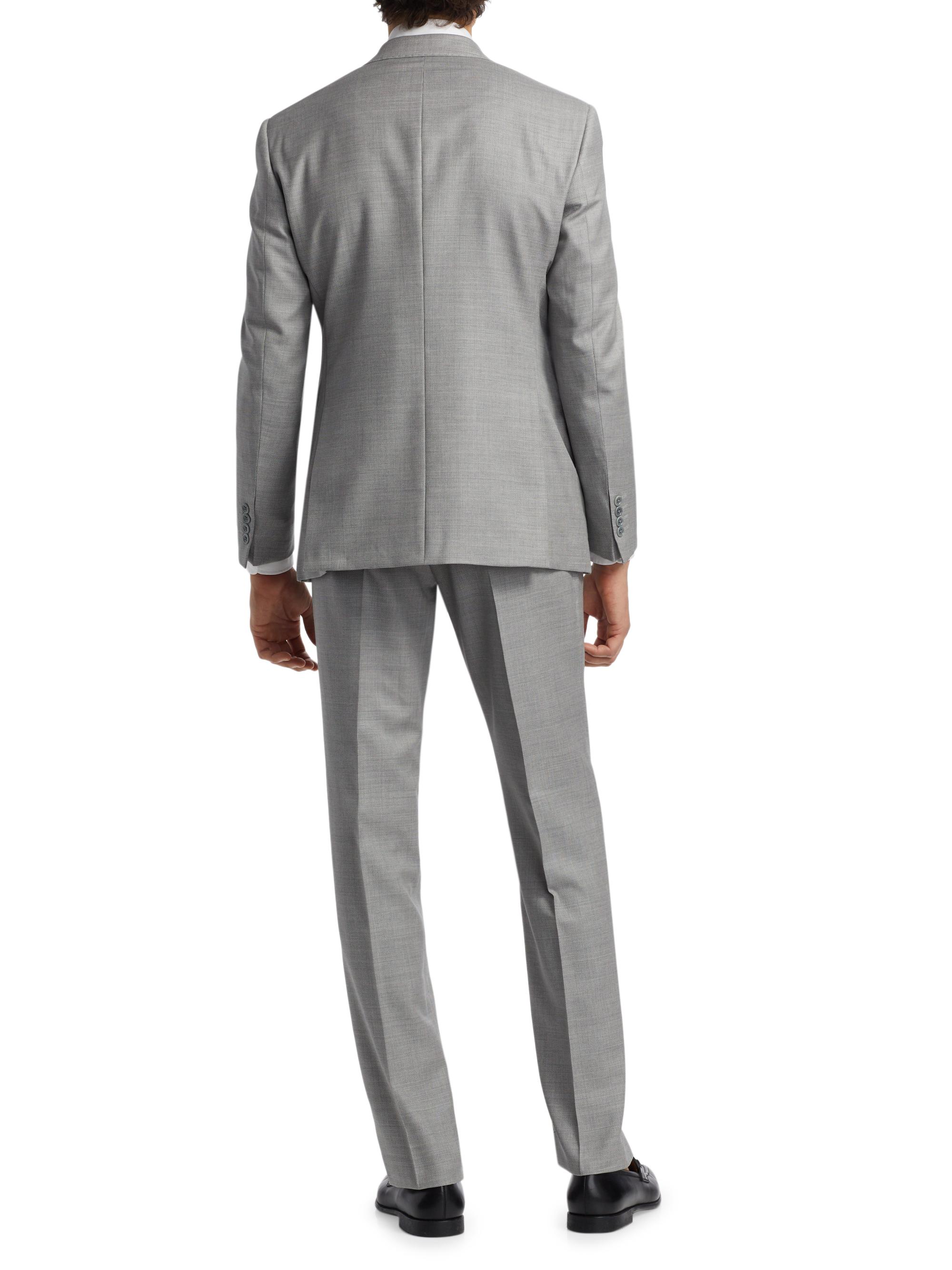 Emporio Armani Men's Virgin Wool Single-Breasted Suit - Light Grey | Thumbnail 5