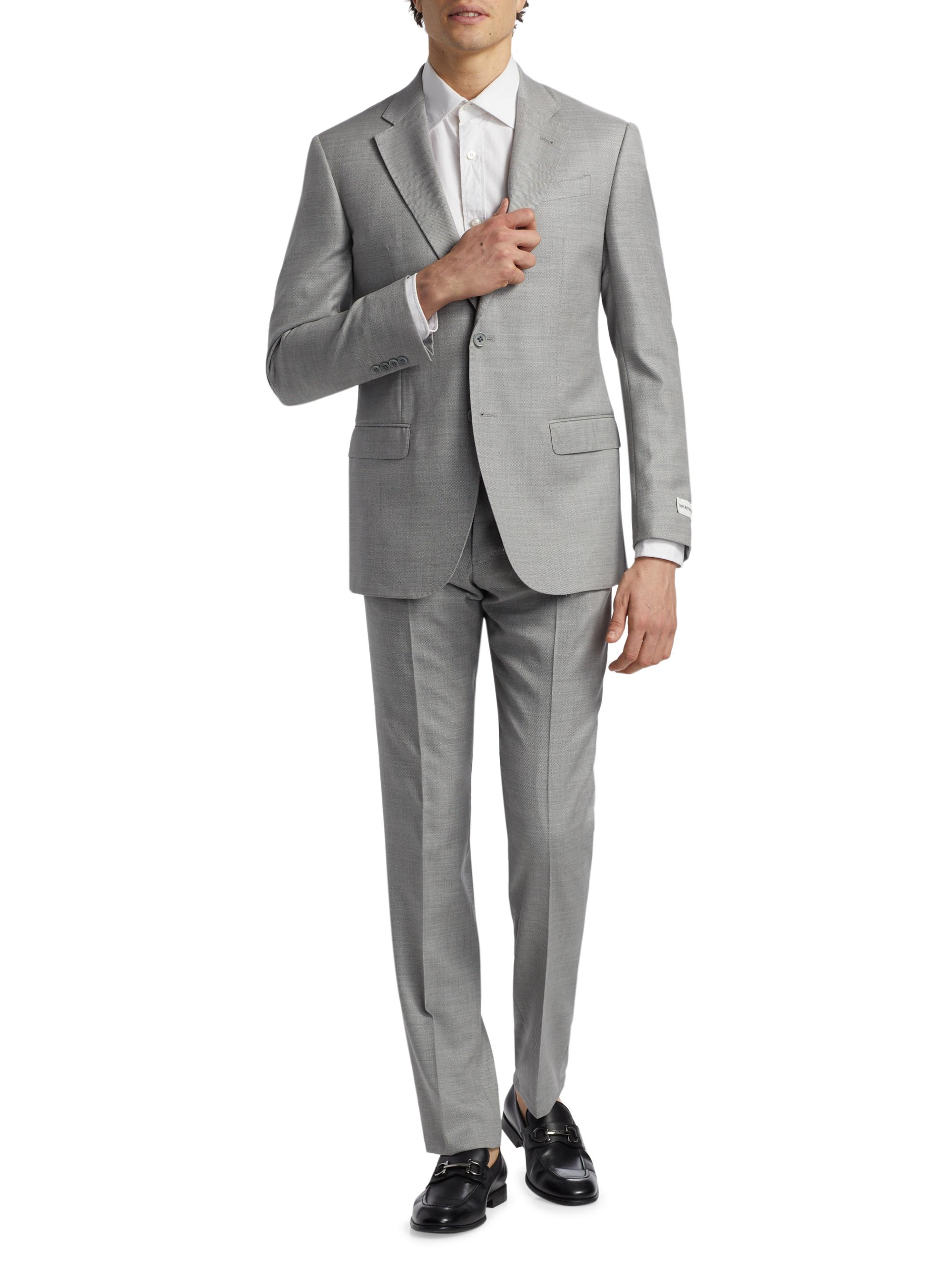 Emporio Armani Men's Virgin Wool Single-Breasted Suit - Light Grey | Thumbnail 2
