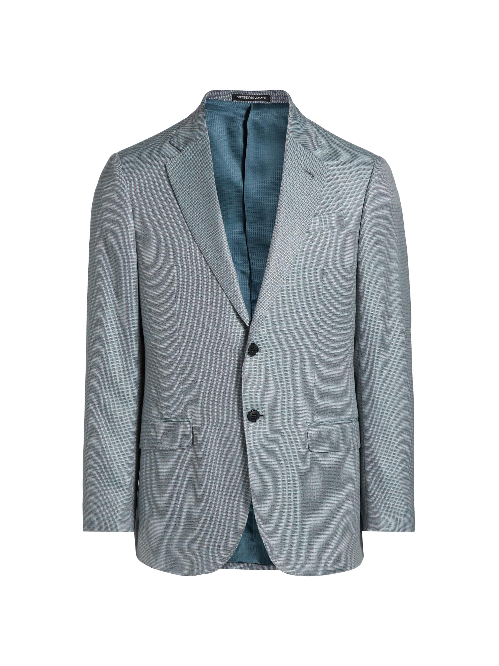Emporio Armani Men's Textured Single-Breasted Jacket - Grey