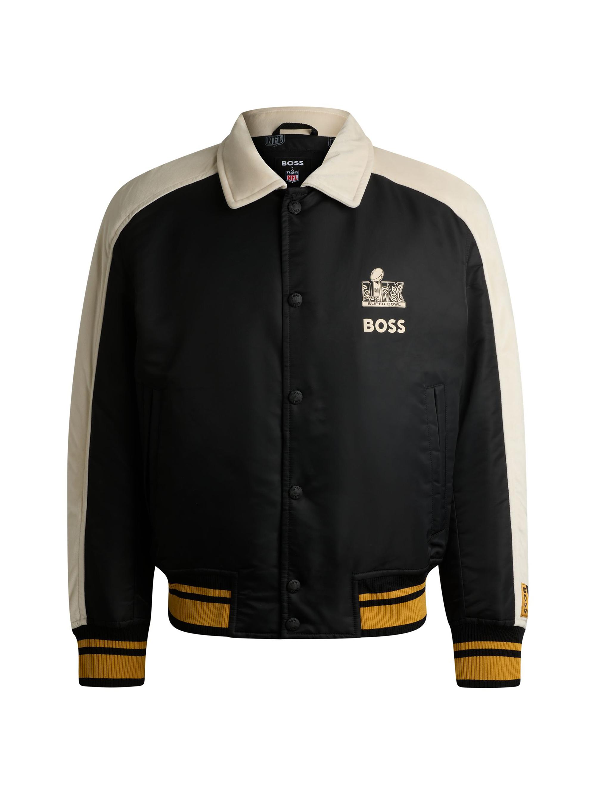 BOSS Men's Boss x NFL Bomber Jacket with Velvet Trims - Black