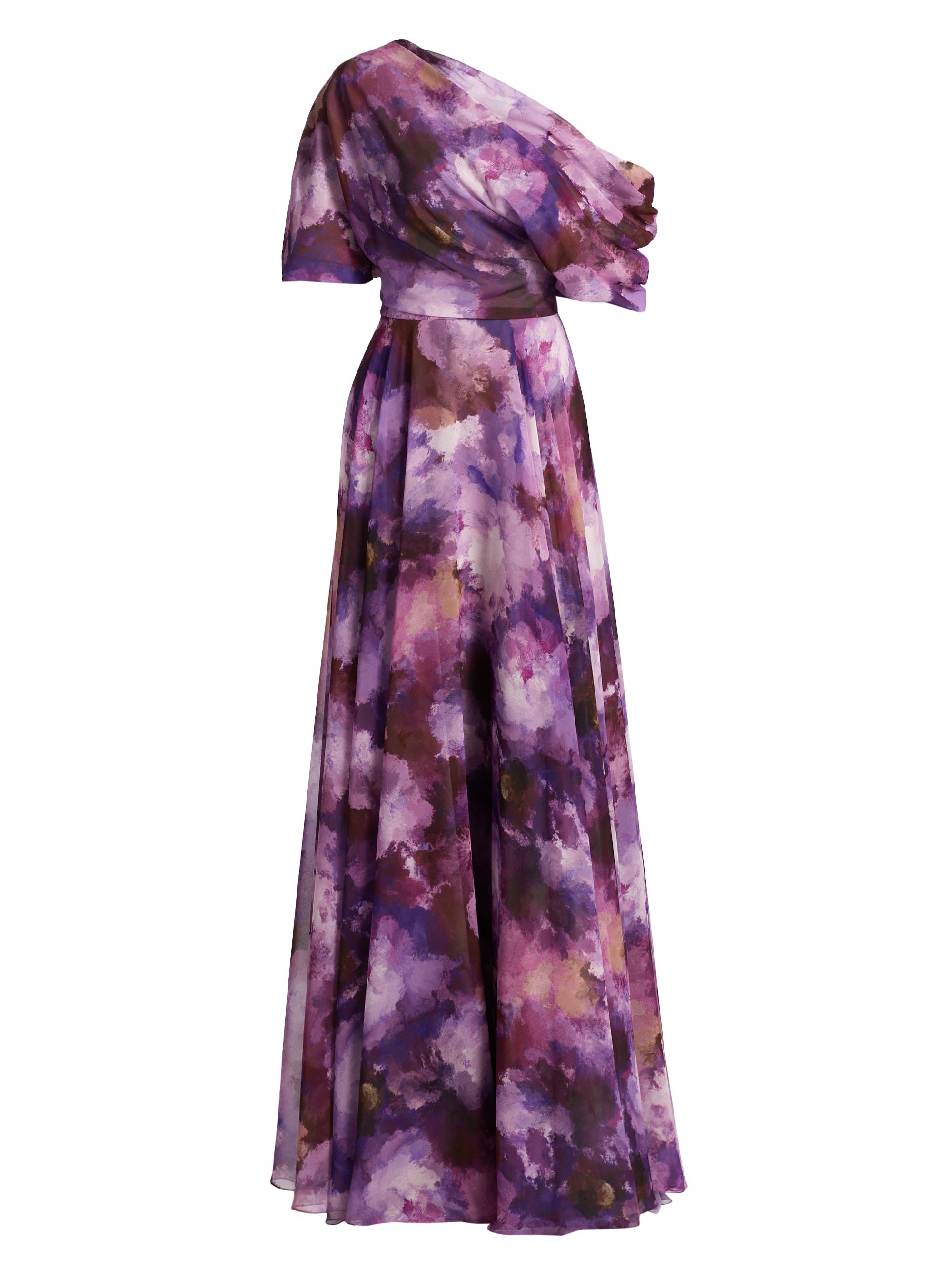 Amsale Women's Floral-Print Chiffon Gown - Lilac Multi