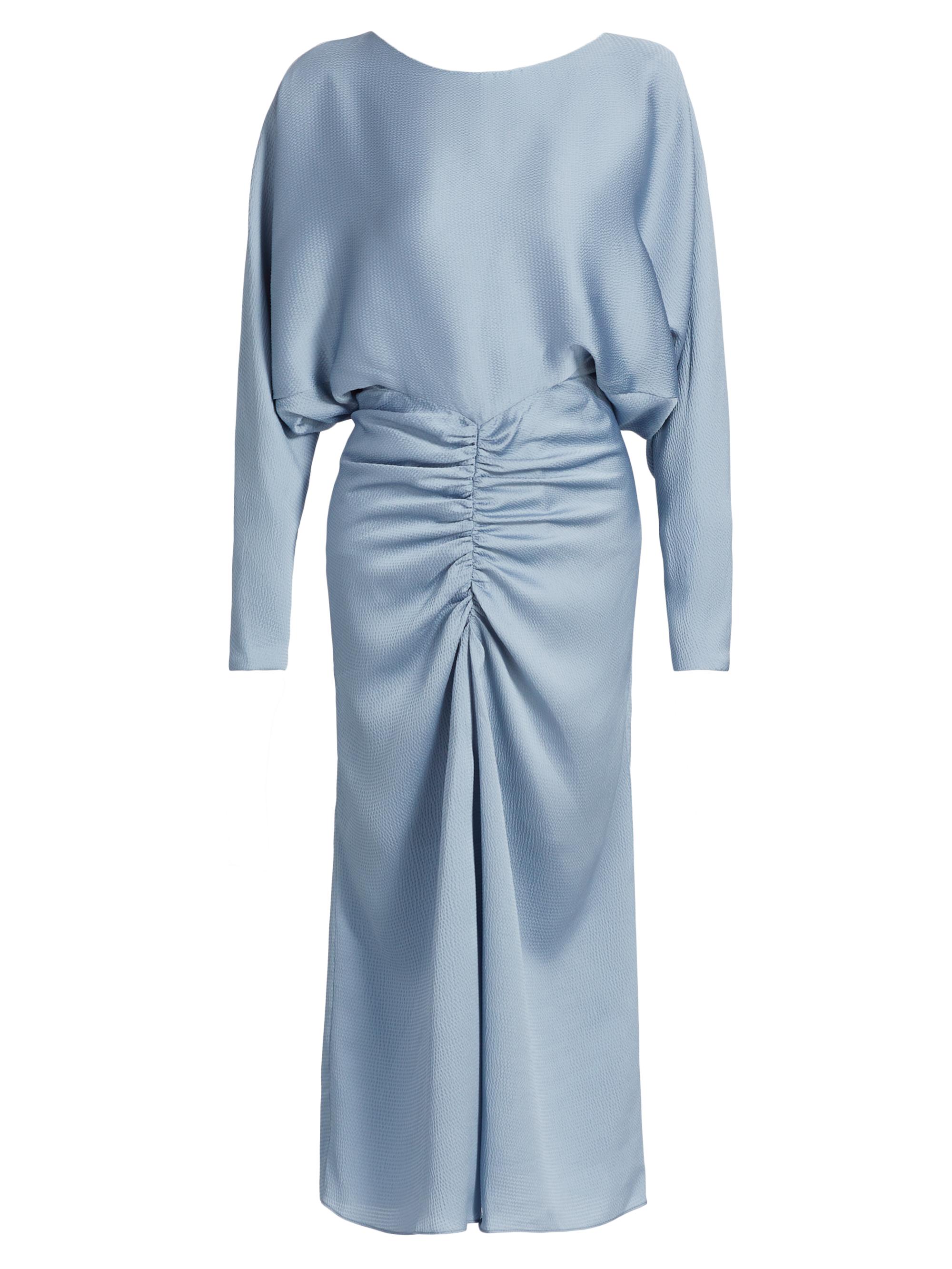 Amsale Women's Draped Ruched Midi-Dress - Smokey Blue