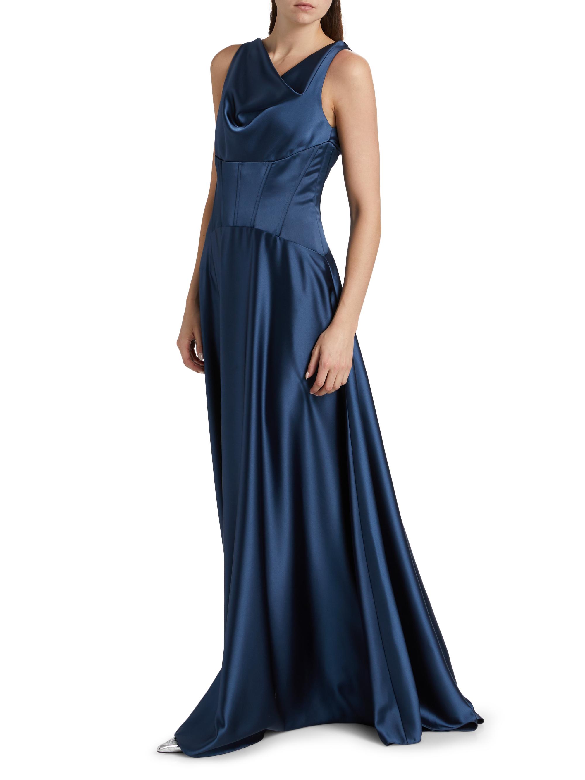 Cowl Neck Satin Evening Dress main image 1