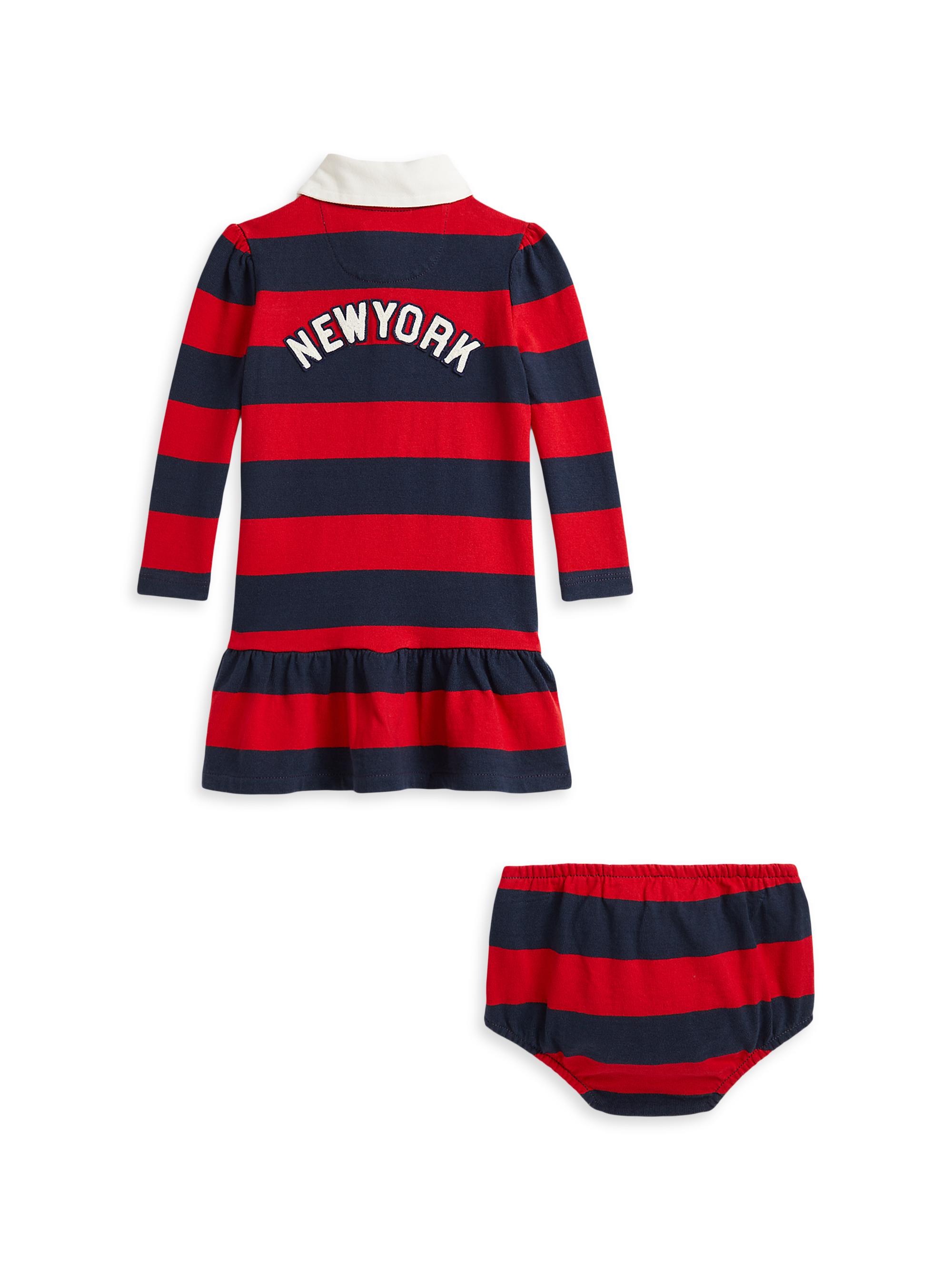 Baby Girl's New York Yankees™ Rugby-Striped Cotton Dress & Bloomers Set