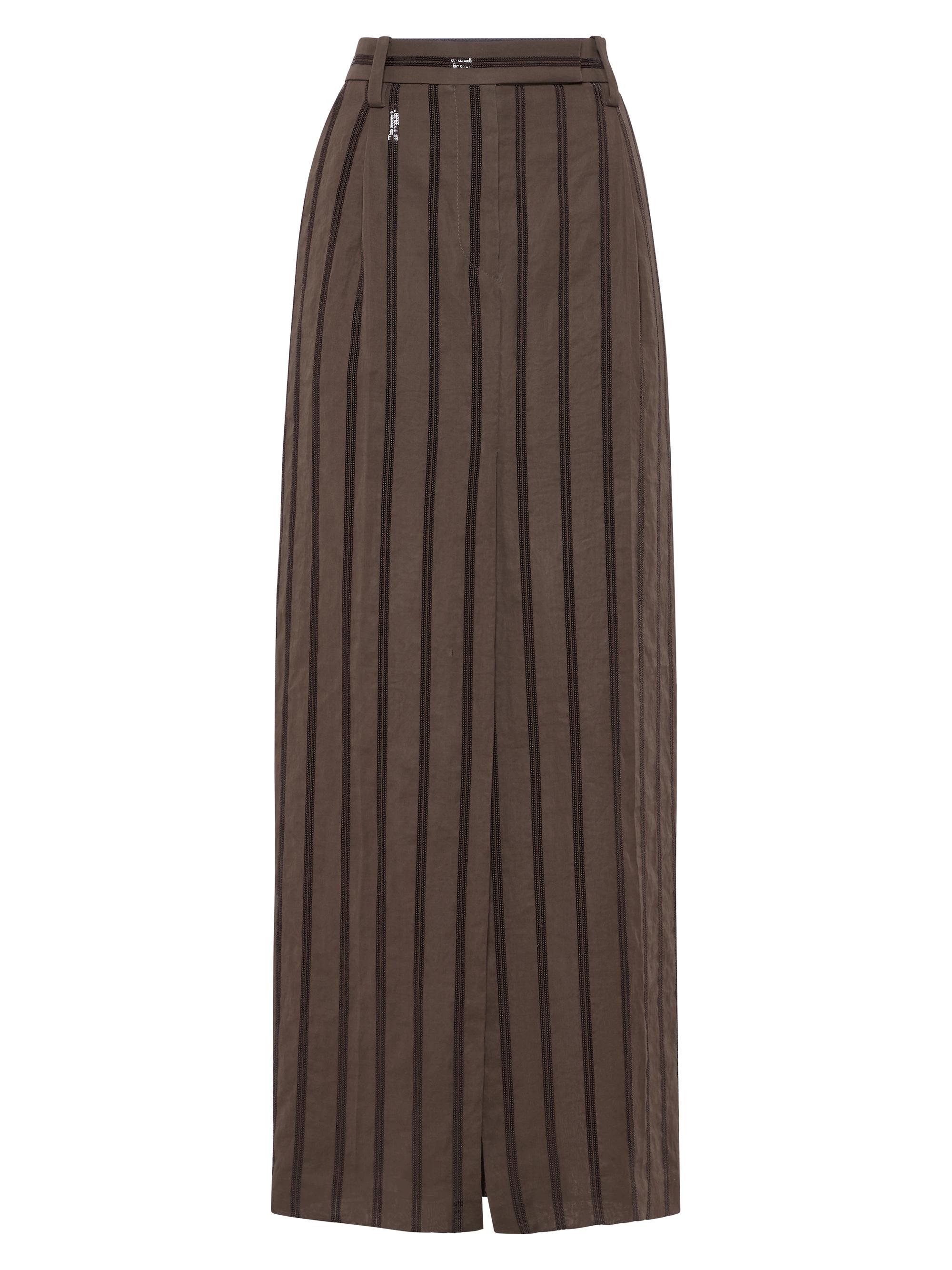 Brunello Cucinelli Women's Cotton Organza Sartorial Skirt - Chocolate