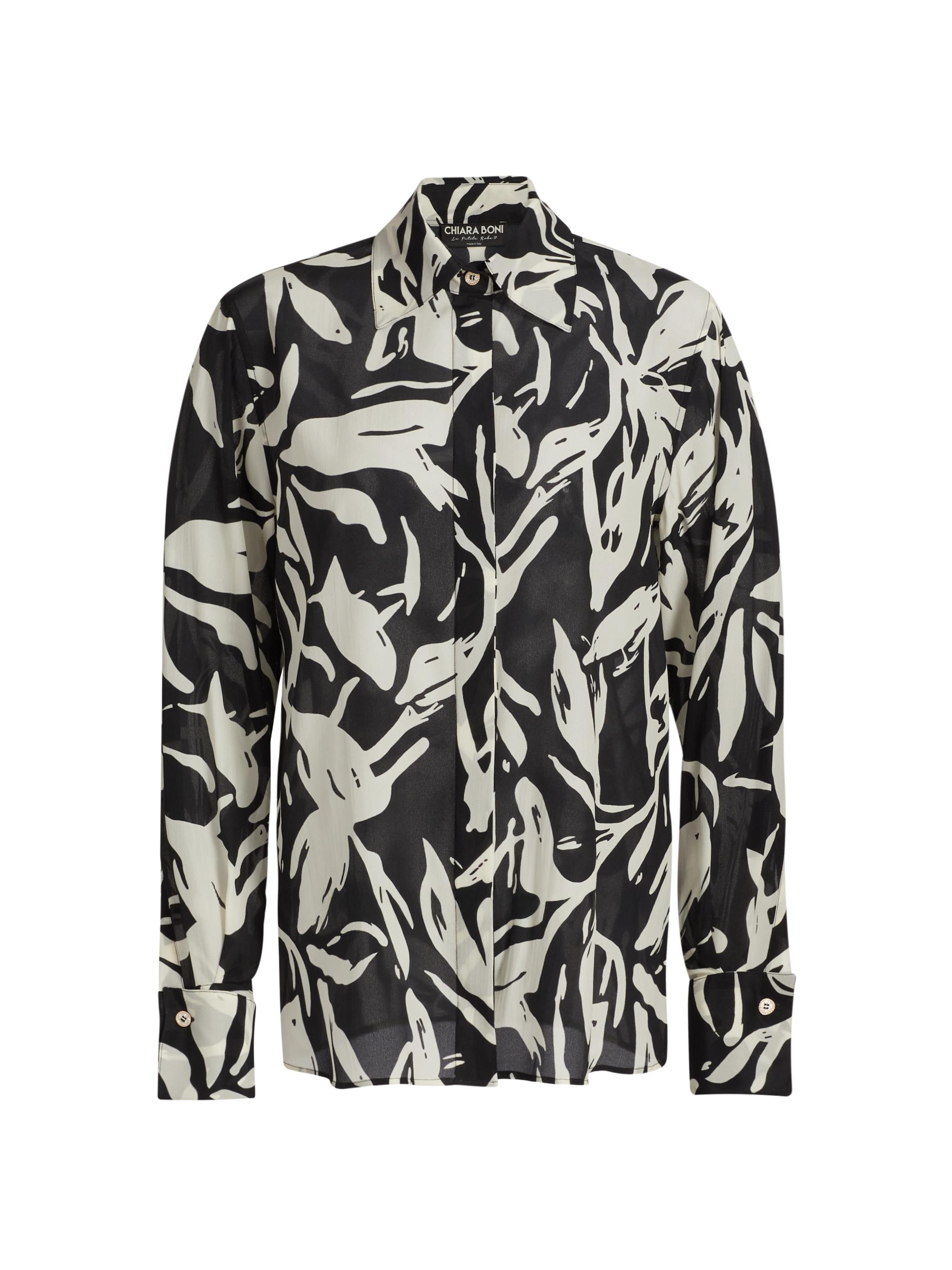 Chiara Boni La Petite Robe Women's Mirjam Printed Silk Long-Sleeve Top - Bianca